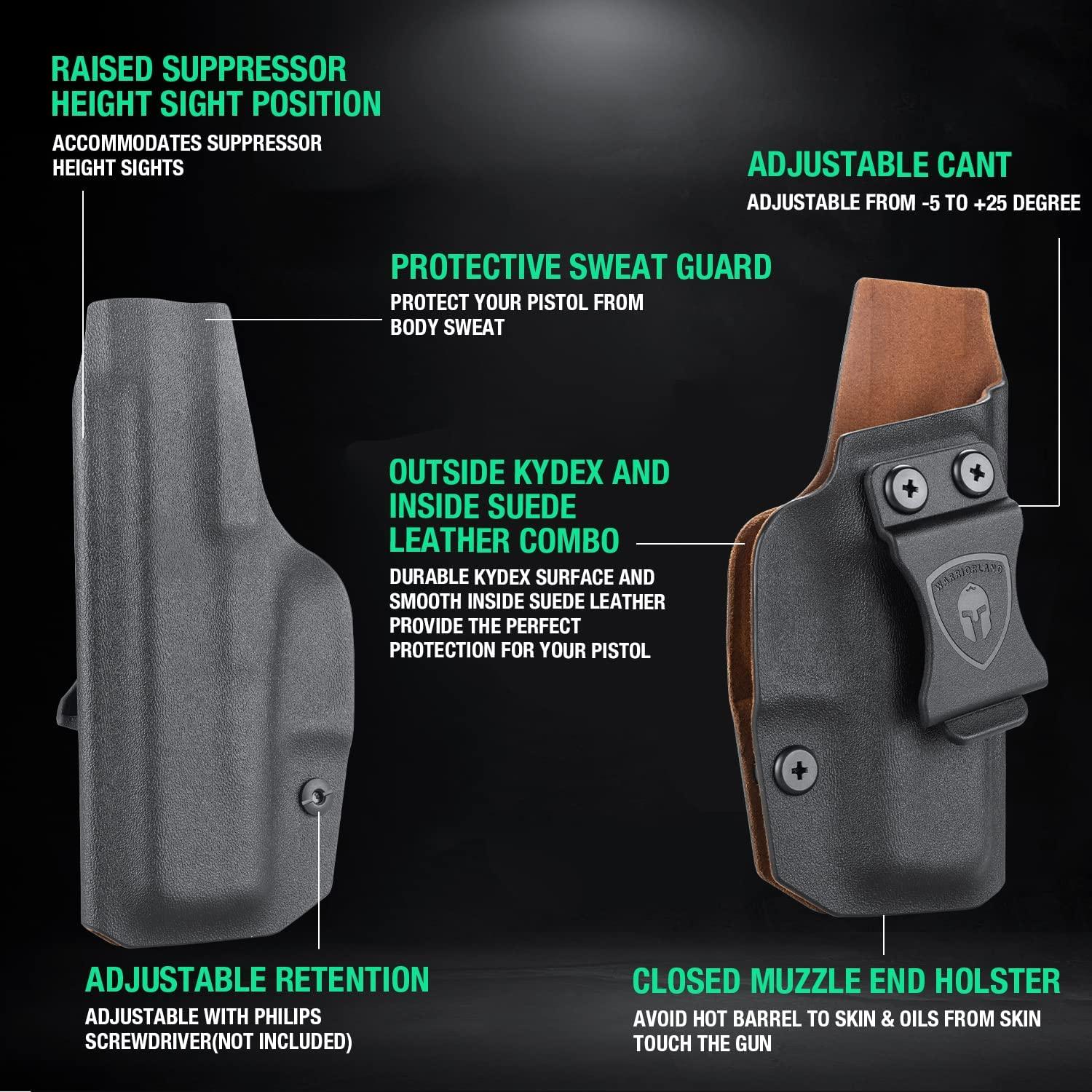 Glock 43/43X IWB Kydex w/ Leather Interior Hybrid Holster WARRIORLAND