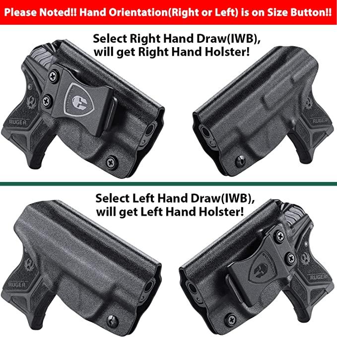 Ruger LCP 2 II .380 Pistol KYDEX IWB Holster Inside Waistband Appendix Carry Trigger Guard Right/ Left Handed | WARRIORLAND WARRIORLAND