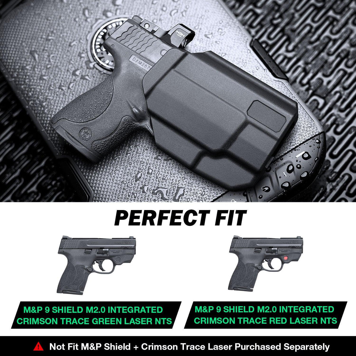 Level II Retention Thumb Release OWB Holster M&P 9 SHIELD M2.0 INTEGRATED CRIMSON TRACE RED/GREEN LASER NTS-Incompatible with any Laser/Light WARRIORLAND