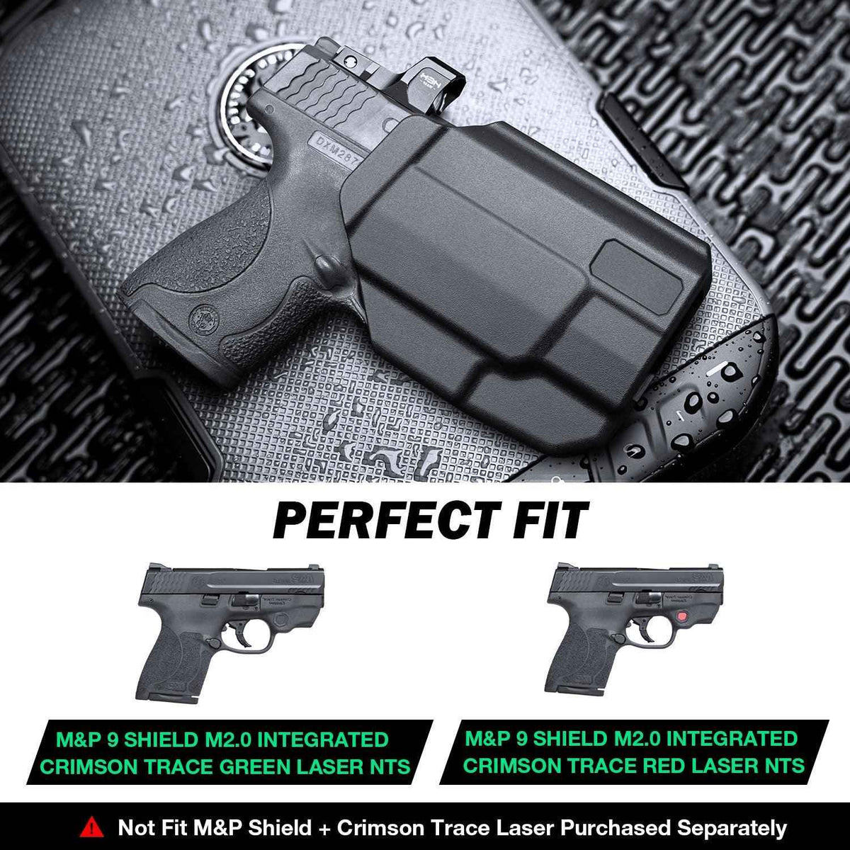 Level II Retention Thumb Release OWB Holster M&P 9 SHIELD M2.0 INTEGRATED CRIMSON TRACE RED/GREEN LASER NTS-Incompatible with any Laser/Light