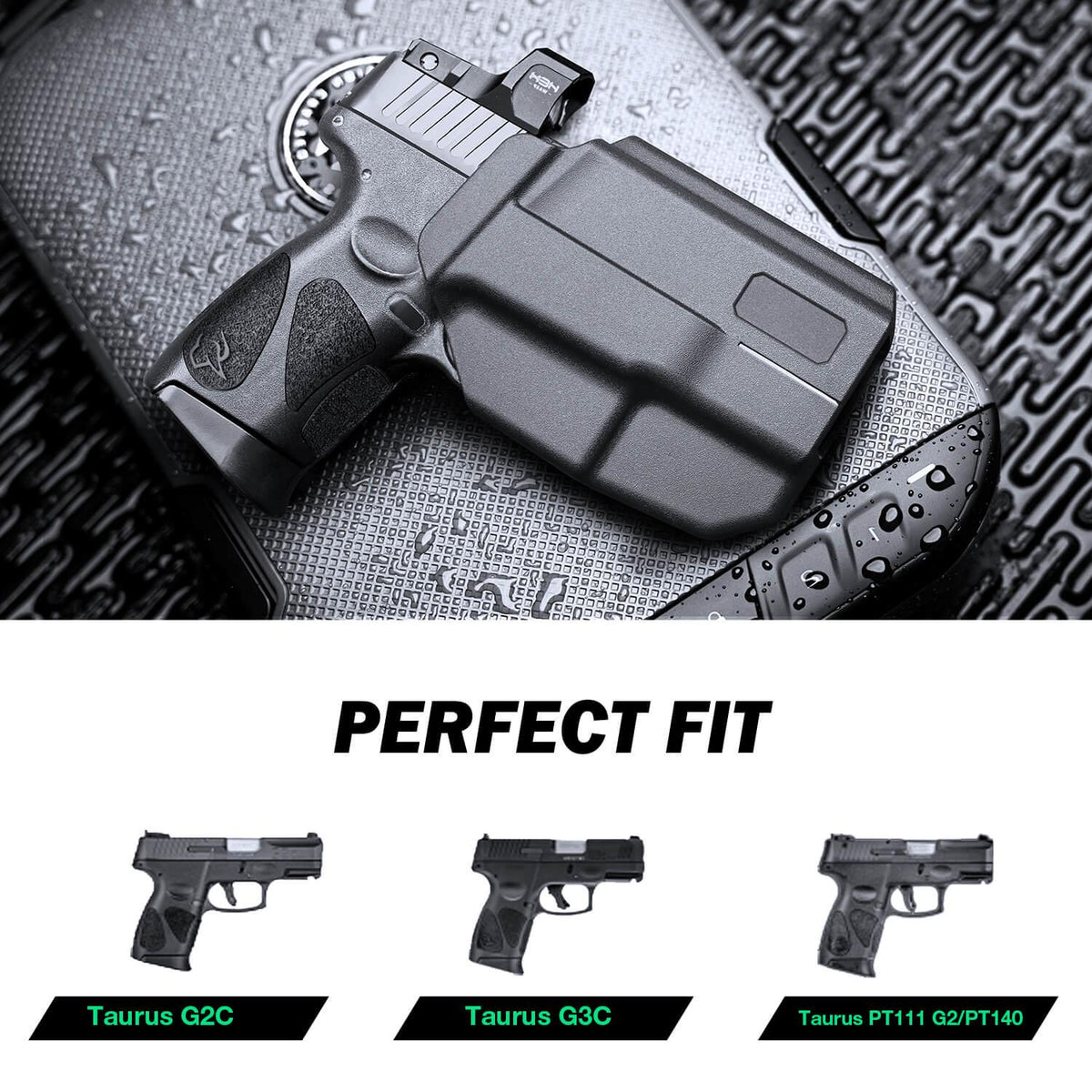 Taurus G2C Taurus G3C Taurus G3C TORO Taurus PT111 Millennium G2 Taurus PT140 Millennium G2  Polymer Level II Retention Thumb Release OWB Holster with Optic Cut- Incompatible with any Laser/Light WARRIORLAND