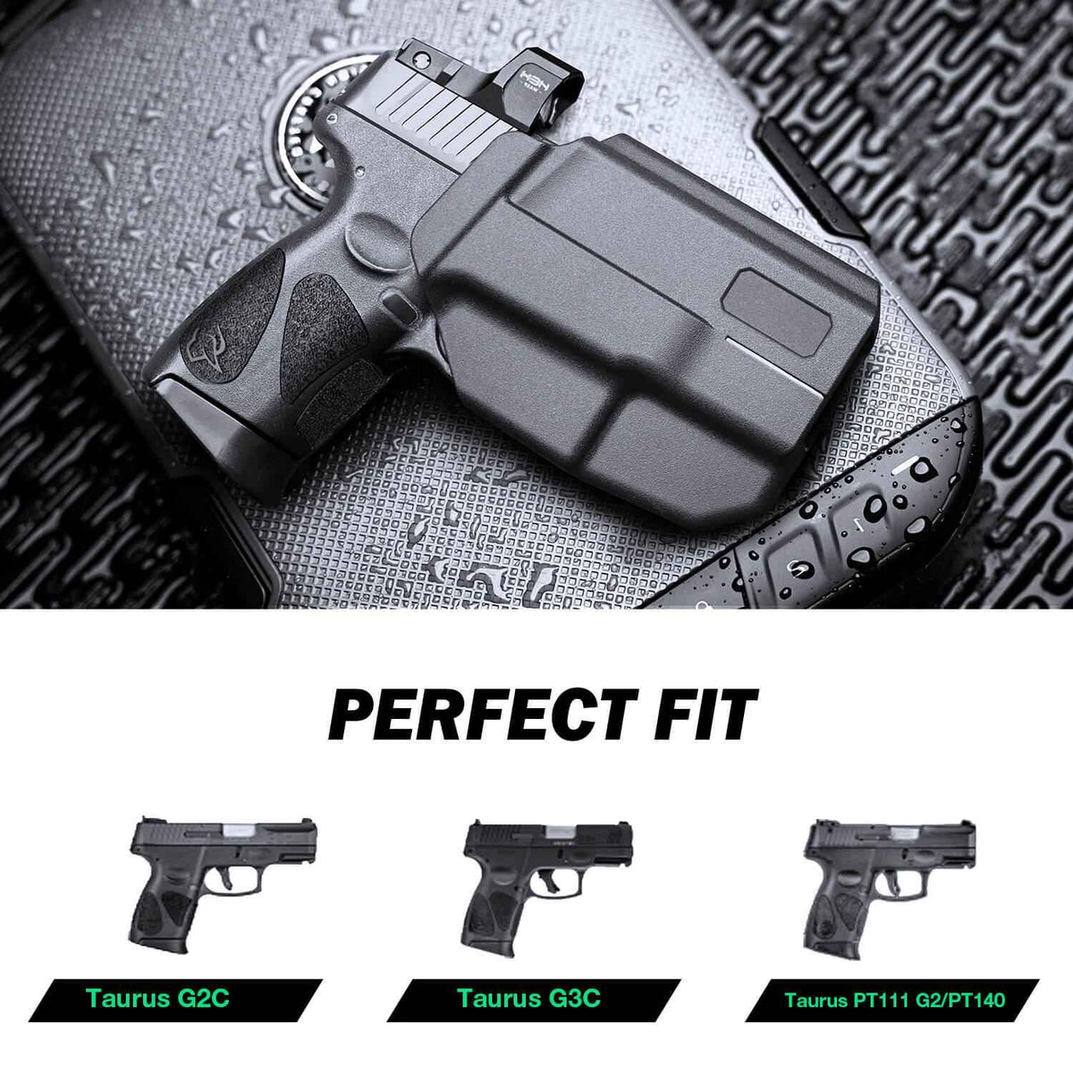 Taurus G2C G3C Millennium G2 PT111 PT140 Polymer Level II Retention Thumb Release OWB Holster with Optic Cut