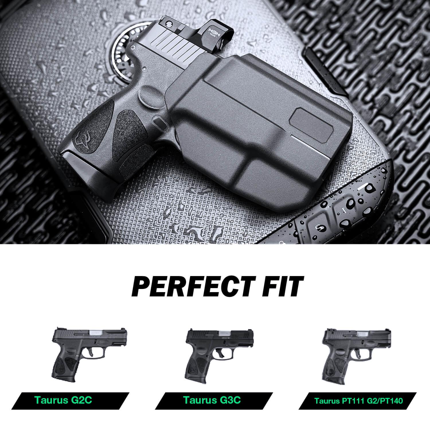 Taurus G2C Taurus G3C Taurus G3C TORO Taurus PT111 Millennium G2 Taurus PT140 Millennium G2 Polymer Level II Retention Thumb Release OWB Holster with Optic Cut- Incompatible with any Laser/Light WARRIORLAND