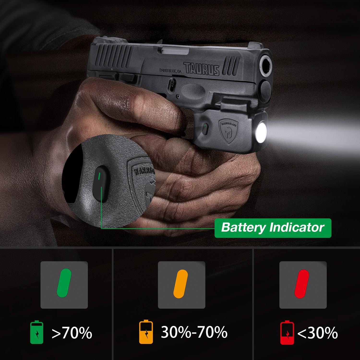 Mini Gun Light with Kydex Holster Tailored Made for Taurus G2C / Taurus G3C /Millennium G2 PT111 Pistol LED Tactical Flashlight WARRIORLAND