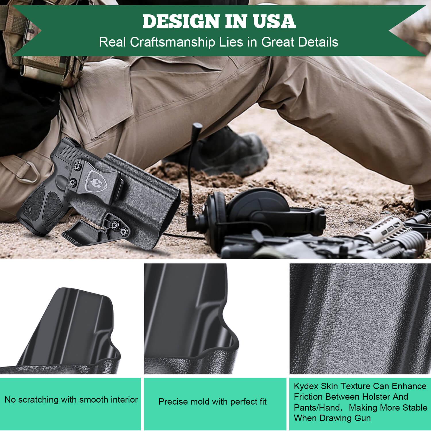 Taurus G3 IWB Kydex Holster with Claw Red Dot Optics Cut Concealed Carry Appendix Concealment Trigger Guard Holsters for Fat Guys | WARRIORLAND WARRIORLAND