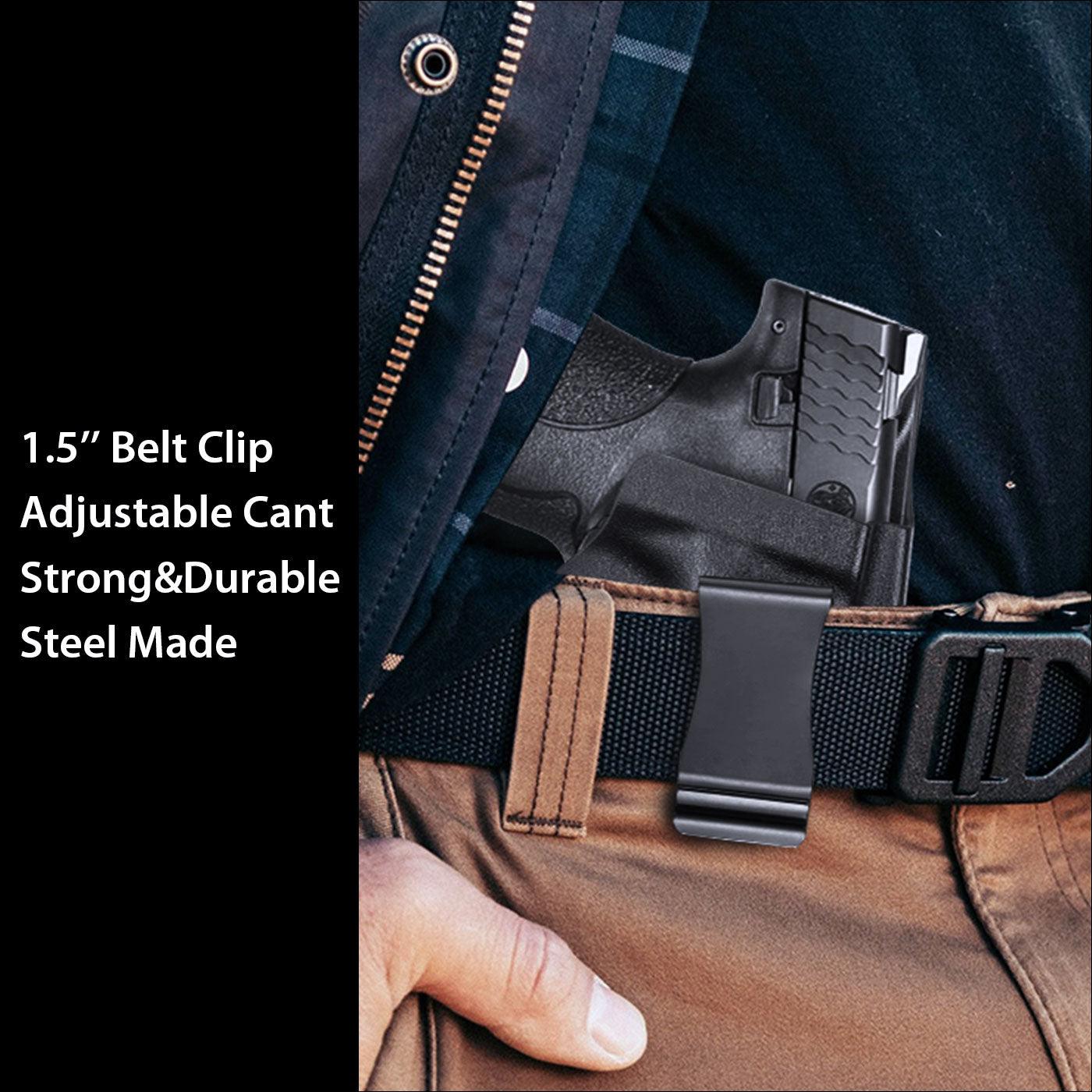 2 Pack 1.75 INCH BLACK OXIDE STEEL CLIP Belt Clip for IWB & OWB Sheath, Kydex Holster & Knife Sheath Belt Clip, Belt Clip for Holster, with Metal Washers/Screws/Slotted Binding Posts/Washers WARRIORLAND