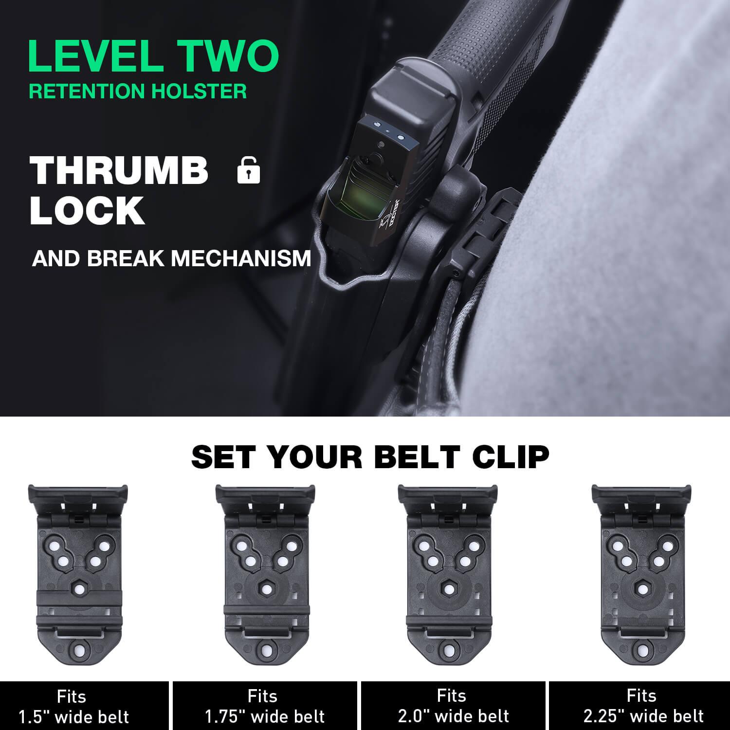 Level II Retention Thumb Release OWB Holster S&W M&P 9mm Polymer Holster Appendix Open Carry Trigger Guard with Red Dot Optics Cut | WARRIORLAND WARRIORLAND