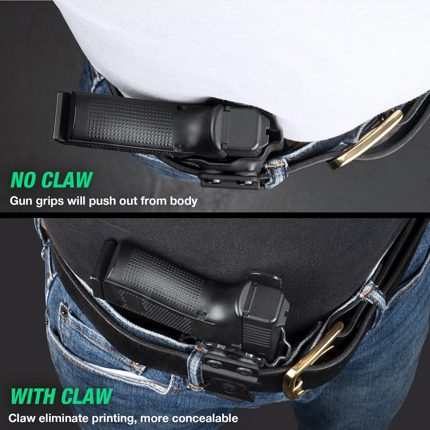 Clear Polymer IWB Holsters with Claw Glock 17/19/26/G34 Gen3-5、Glock 17/19 Gen 4-5 MOS、Glock G26/G34Gen5 MOS ,G23/G34Gen5 MOS G23/G32 Gen3-4 G19X  G44  G45  G45 MOS Red Dot Optics Cut Appendix Concealment Carry Trigger Guard | WARRIORLAND WARRIORLAND