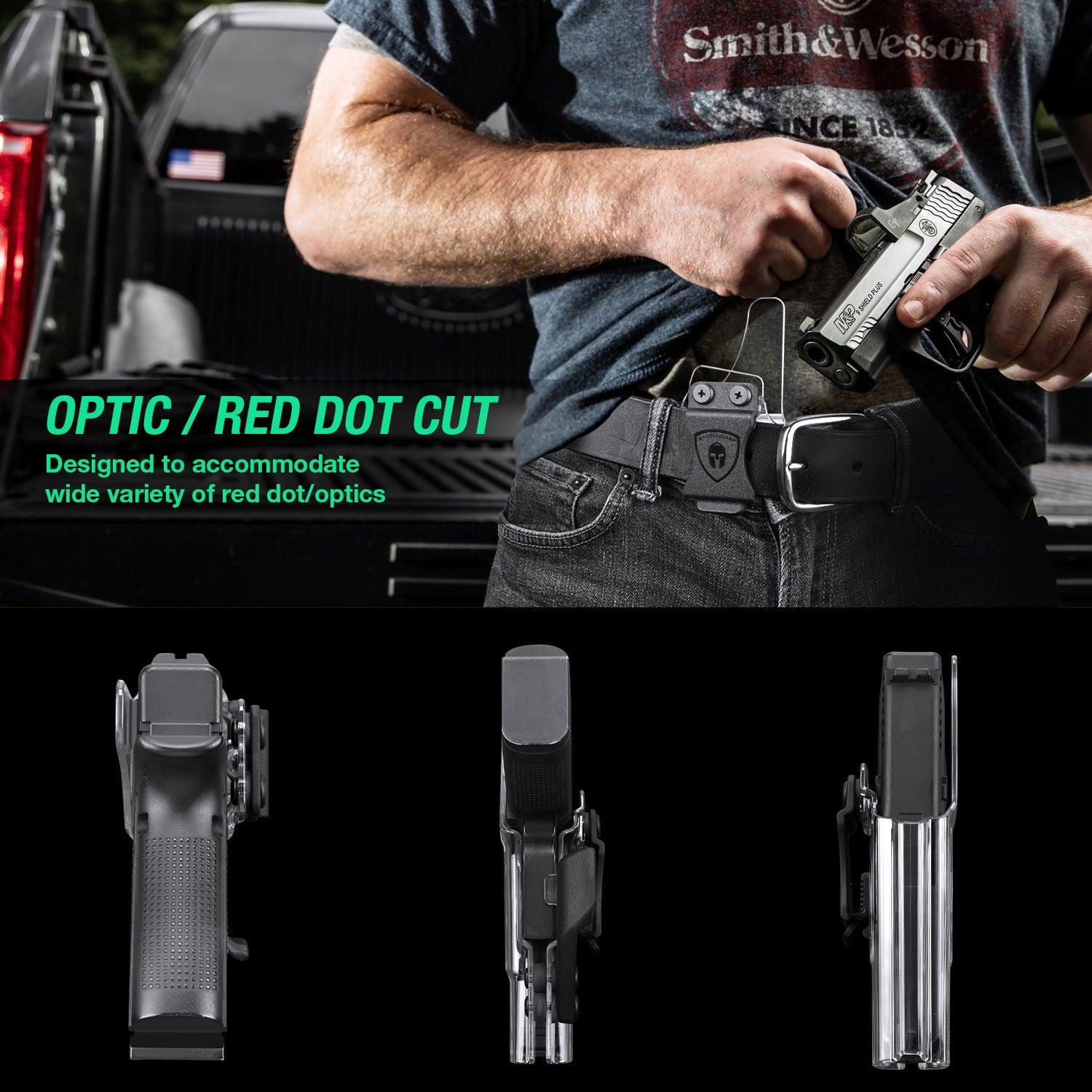 Clear Polymer IWB Holsters with Claw Glock 17 19  23 32 Gen 4 5 19X 44 45 Red Dot Optics Cut Appendix Concealment Carry Trigger Guard | WARRIORLAND WARRIORLAND