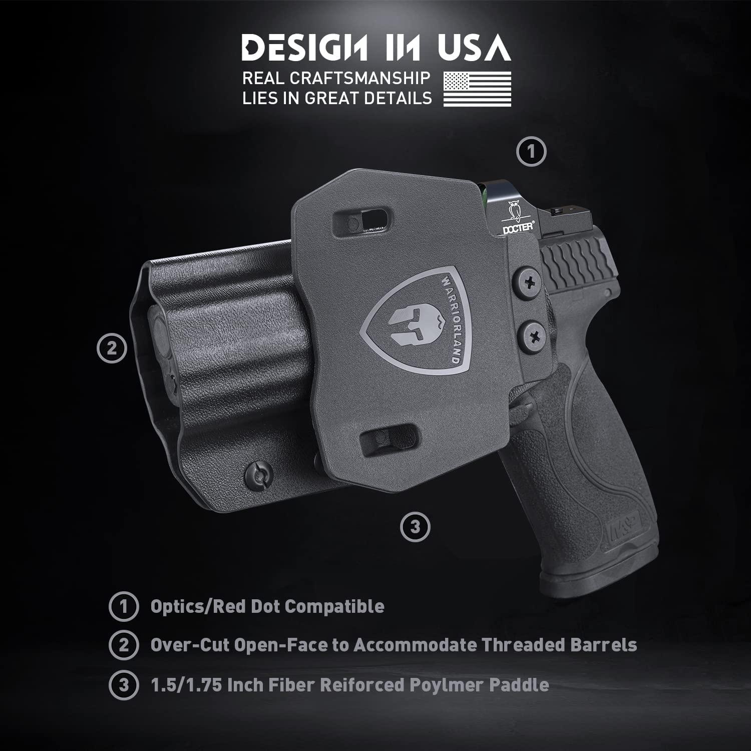 OWB Kydex Holster for S&W M&P M2.0 9mm / .40 3.6" / 4" / 4.25" Pistol, Optic Ready Paddle Holster | Right Hand WARRIORLAND