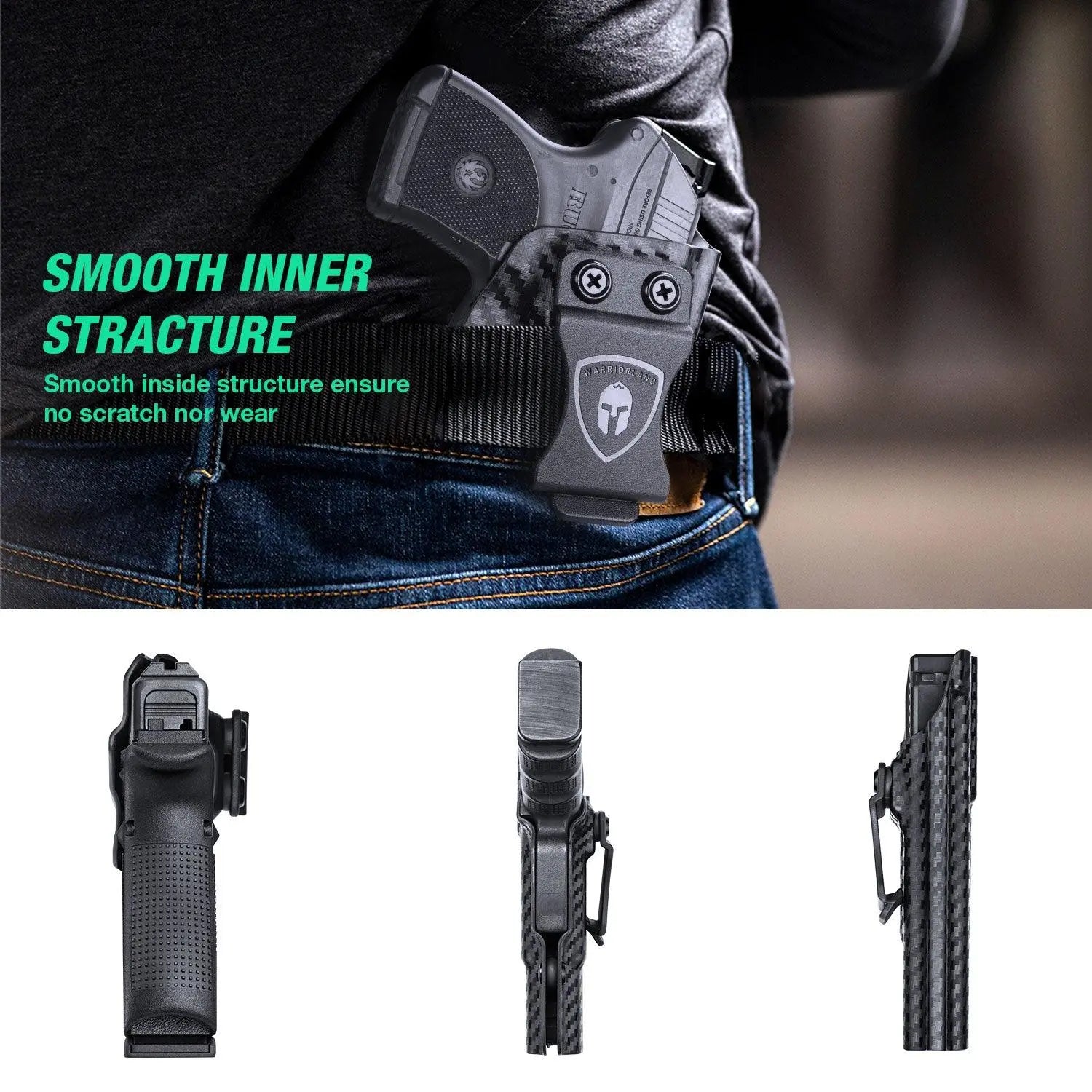 Glock 17/19/26 Gen3-5、Glock 17/19 Gen 4-5 MOS、Glock 34 Inside Waistband Holster Carbon Fiber Kydex  | WARRIORLAND WARRIORLAND