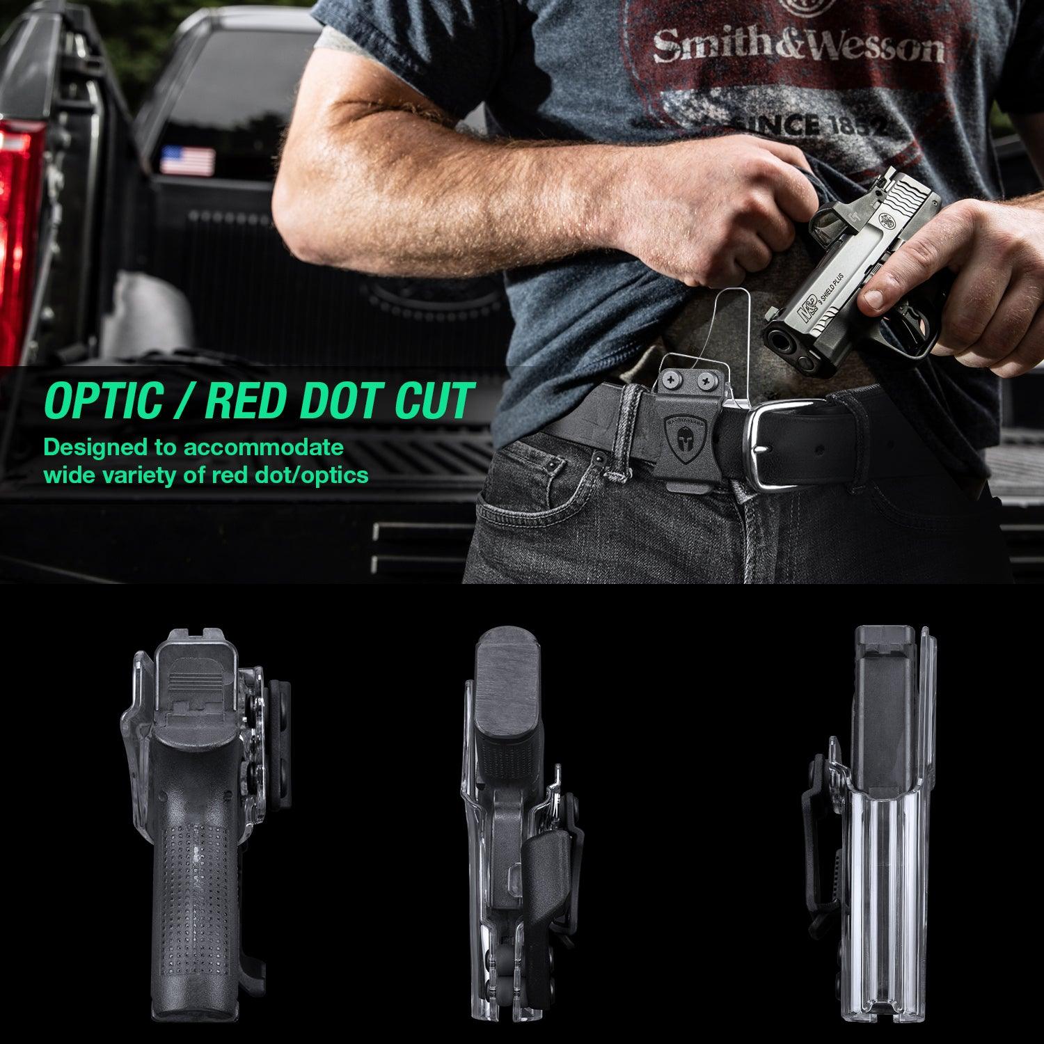 Cool Clear Polymer IWB Holster for Glock 43 43X with Claw Red Dot Optics Cut Trigger Guard Open Muzzle Appendix Concealment | WARRIORLAND WARRIORLAND