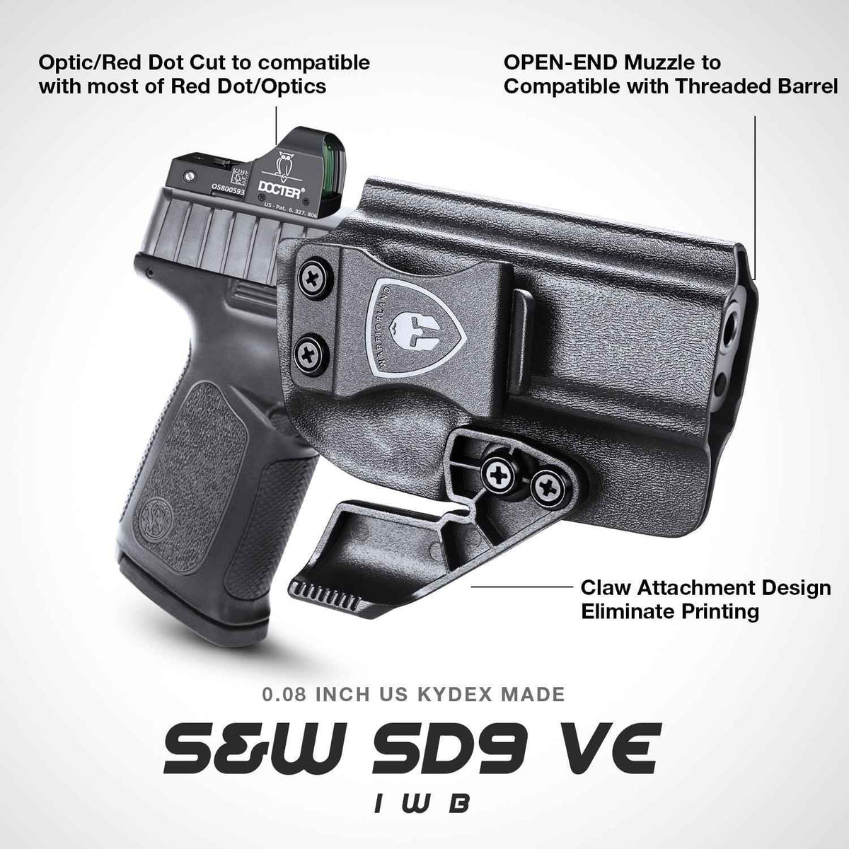 Smith & Wesson SD9 SD40 VE Inside Waistband Concealed Carry Holster with Claw Holsters for Fat Guys | WARRIORLAND WARRIORLAND