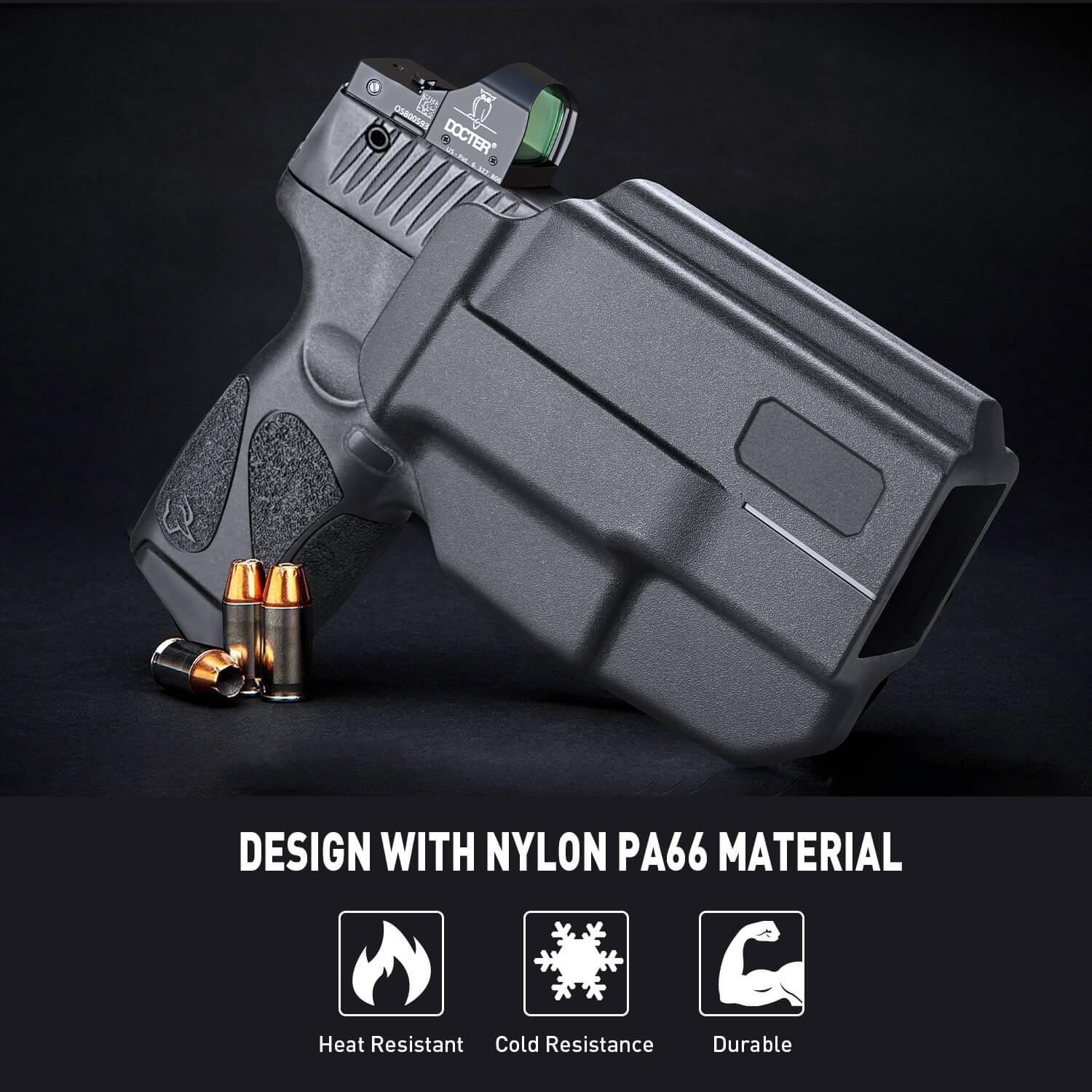 Taurus G2C Taurus G3C Taurus G3C TORO Taurus PT111 Millennium G2 Taurus PT140 Millennium G2 Polymer Level II Retention Thumb Release OWB Holster with Optic Cut- Incompatible with any Laser/Light WARRIORLAND