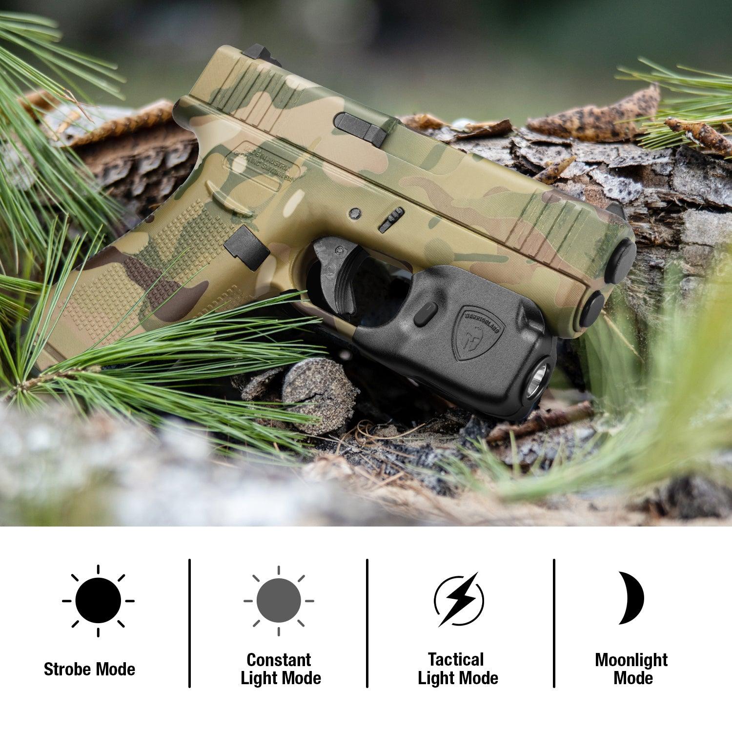 Mini Gun Light with Kydex Holster Custom Molded for Glock 43 / Glock 43X LED Tactical Pistol Handgun Flashlight | WARRIORLAND WARRIORLAND