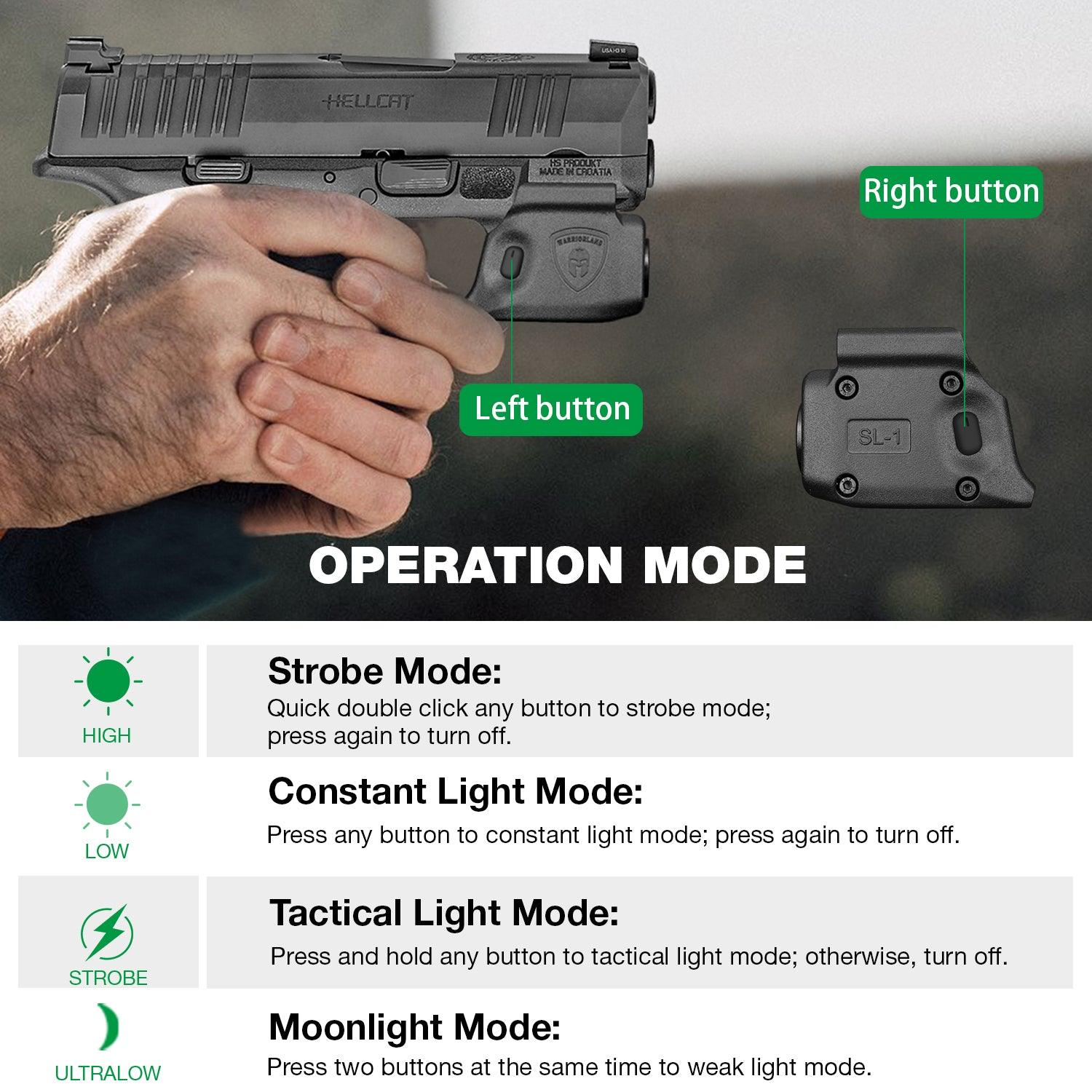 Hellcat Handgun Light, 150 Lumens Tatical Light with Kydex Holster Combo Tailored Made for Springfield Hellcat/Hellcat RDP - Not Fit Hellcat Pro Pistol, Mini LED Flashlight SL-1|WARRIORLAND WARRIORLAND