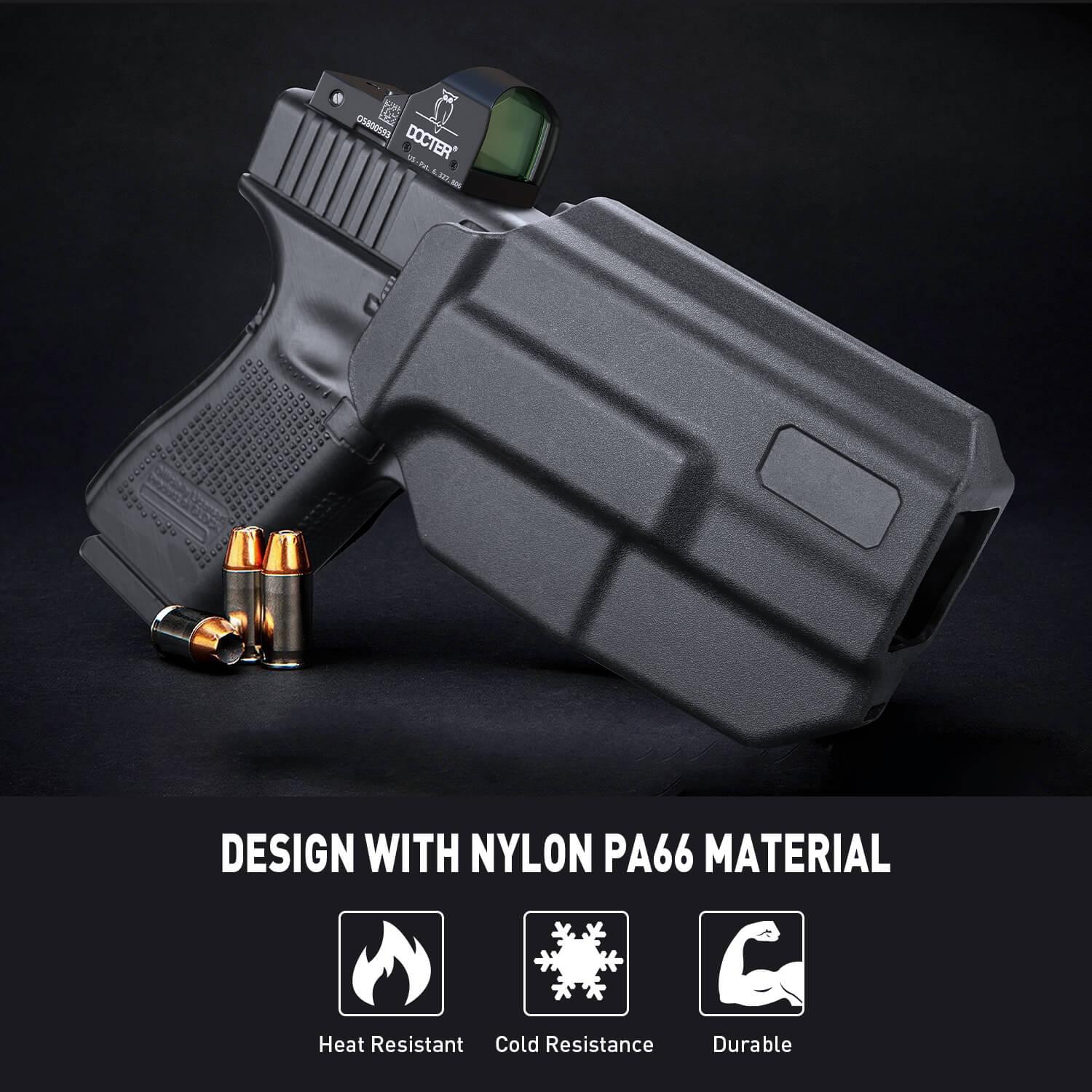 Level II Retention Thumb Release OWB Holster Glock 19/23/32/44 (Gen3-5), G19X/45 Polymer Holster with Red Dot Optics Cut WARRIORLAND