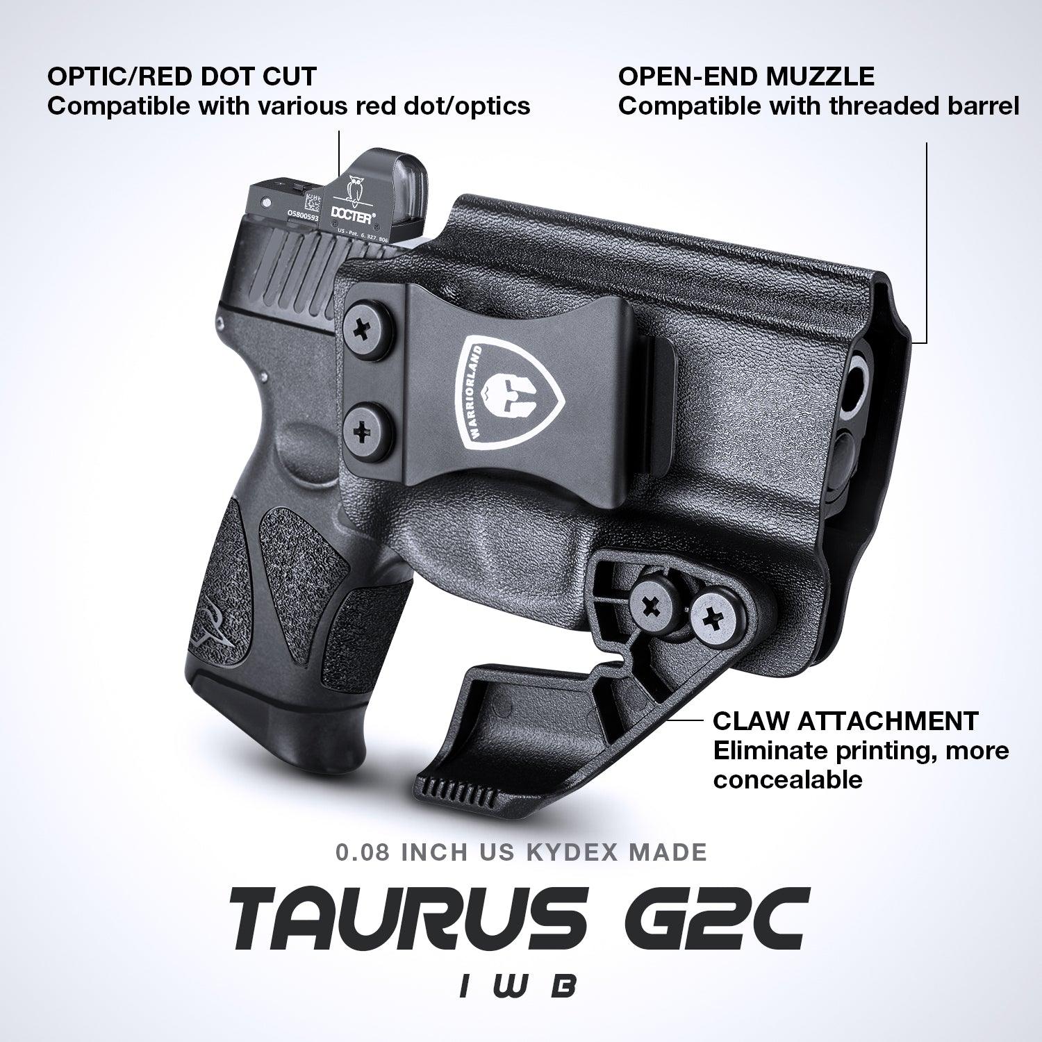 1.75 Inch Metal Clip IWB Kydex Holsters with Optics Ready & Claw for Taurus G2C Taurus G3C Taurus G3C TORO Taurus G3 Taurus PT111 Millennium G2 Taurus PT140 Millennium G2 | Right Hand WARRIORLAND