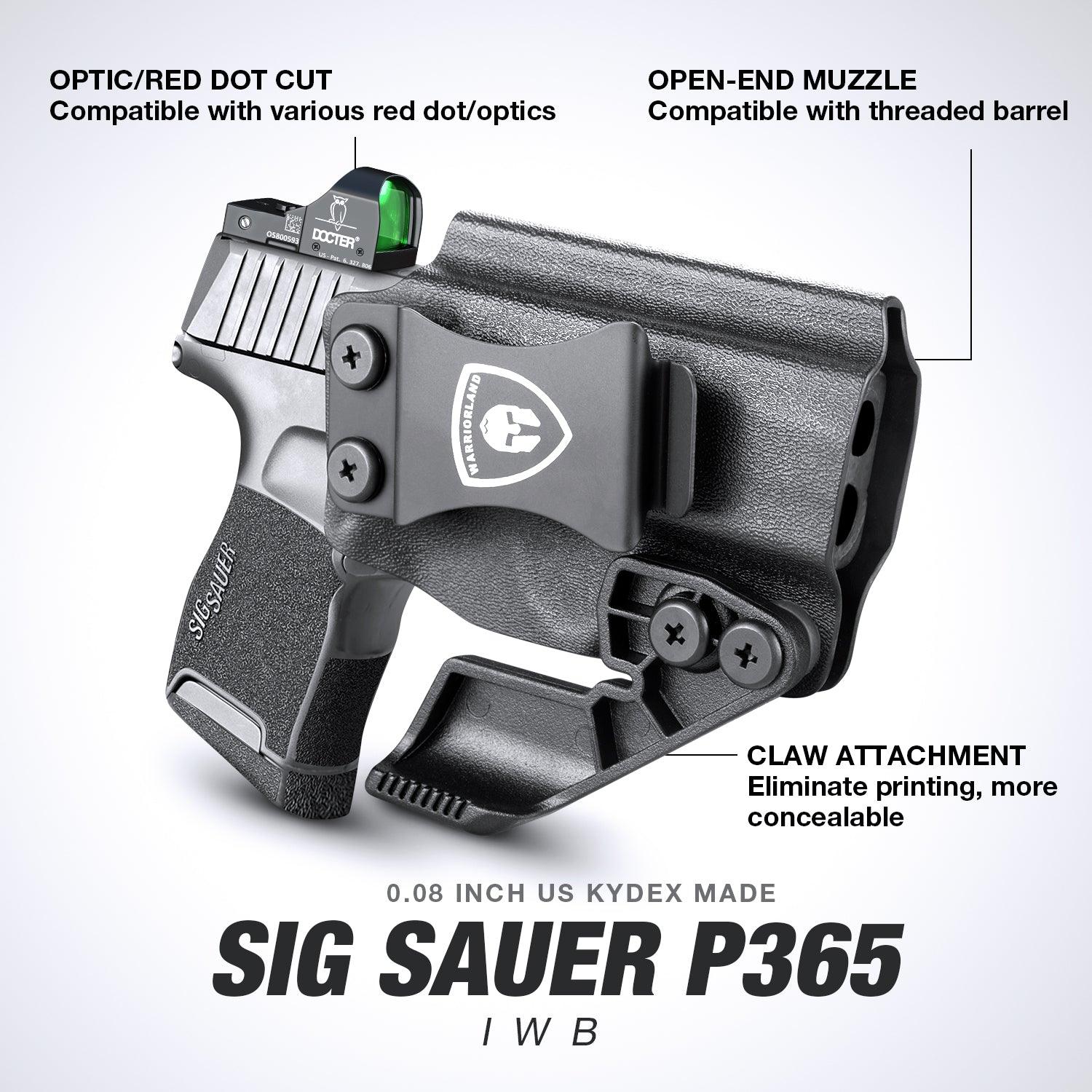 1.75 Inch Metal Clip Kydex IWB Holster with Claw Wing RDS Optics Cut for Sig Sauer P365/P365X/P365XL/P365 SAS | Right Hand WARRIORLAND