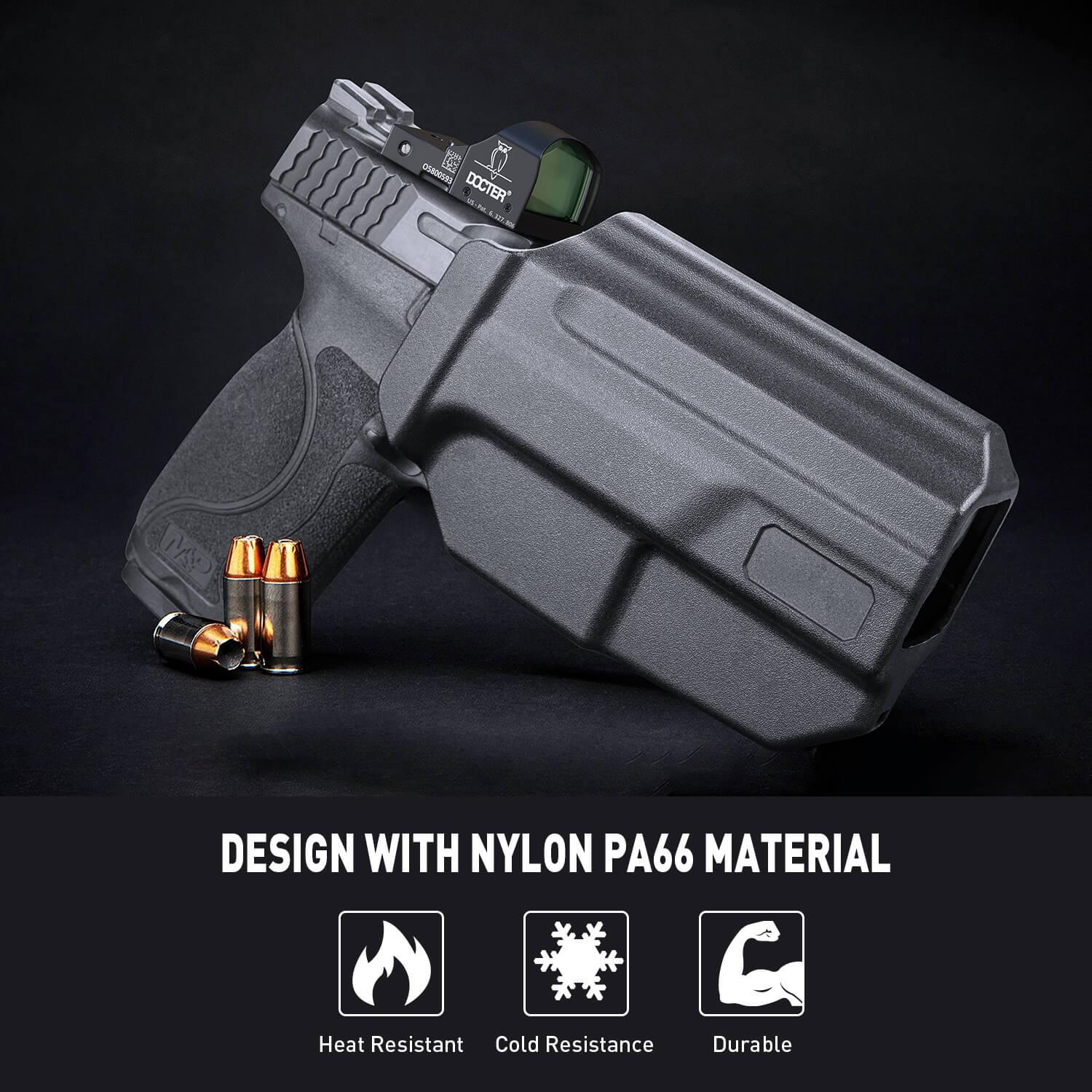Level II Retention Thumb Release OWB Holster S&W M&P 9mm Polymer Holster Appendix Open Carry Trigger Guard with Red Dot Optics Cut | WARRIORLAND WARRIORLAND