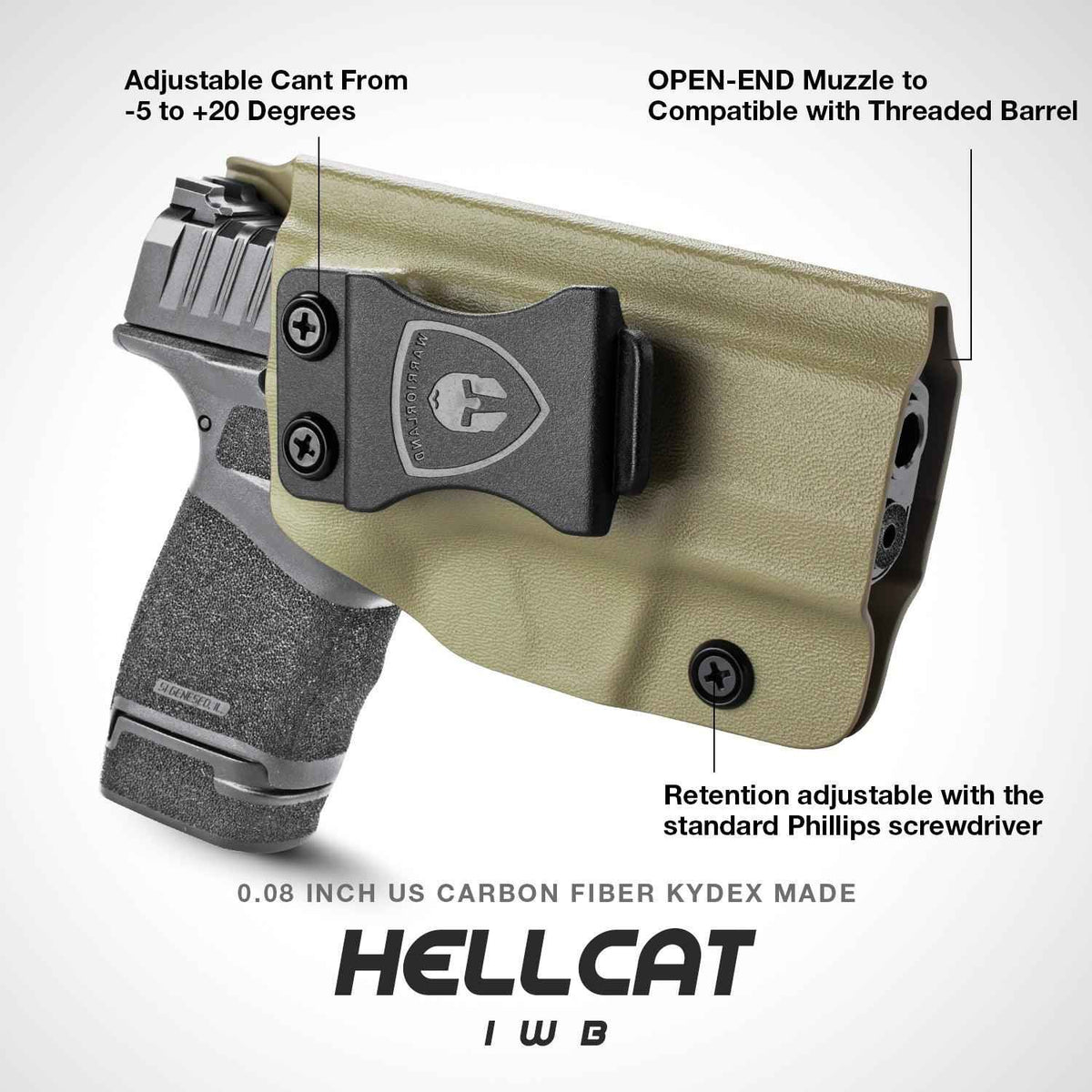 9mm Springfield Armory Hellcat / Pro Tan 9mm Inside Waistband Holster Kydex Right / Left Handed | WARRIORLAND
