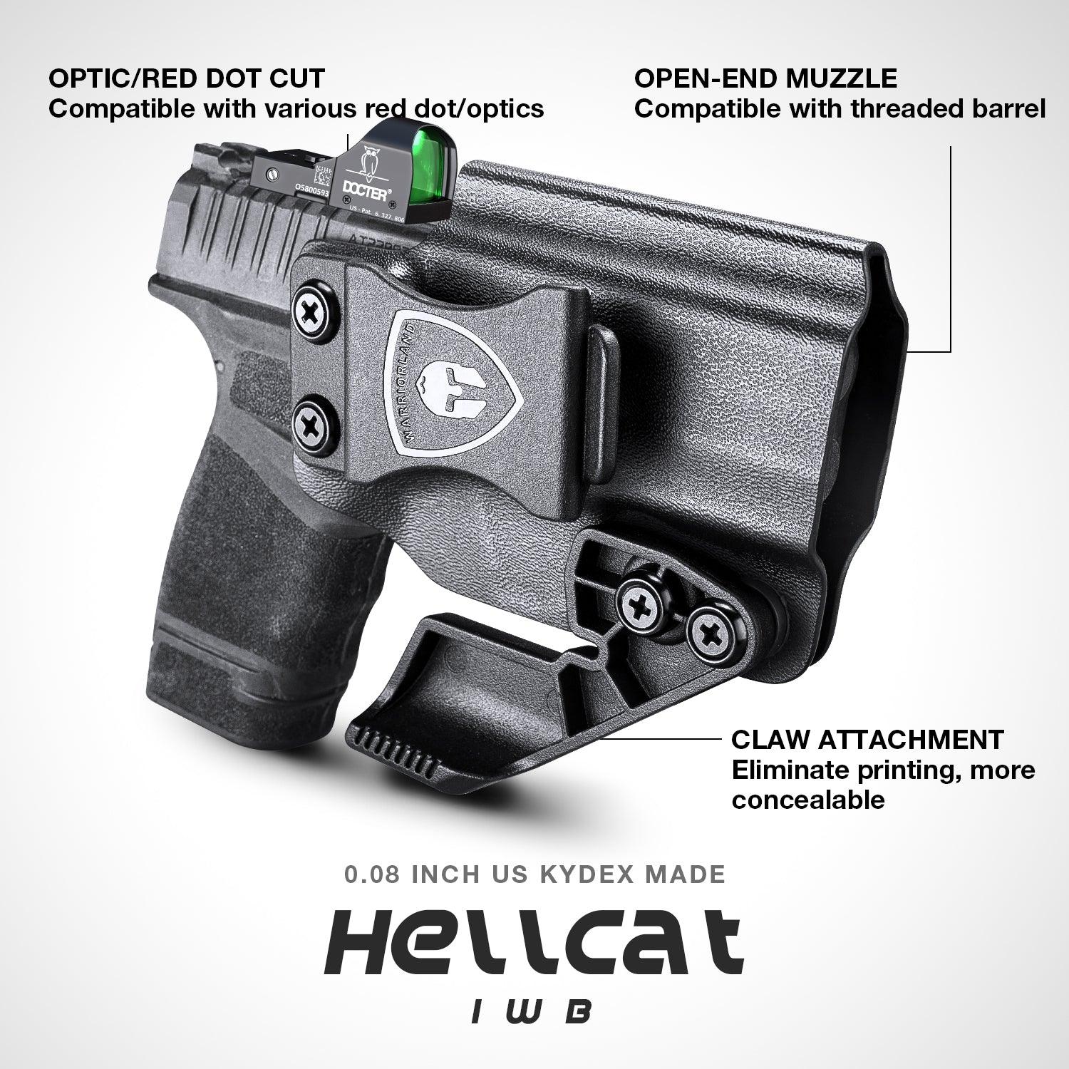 Kydex Holster IWB with Claw for Springfield Armory Hellcat/ Pro with Red Dot Optics Cut Trigger Guard Holsters for fat Guys | WARRIORLAND WARRIORLAND