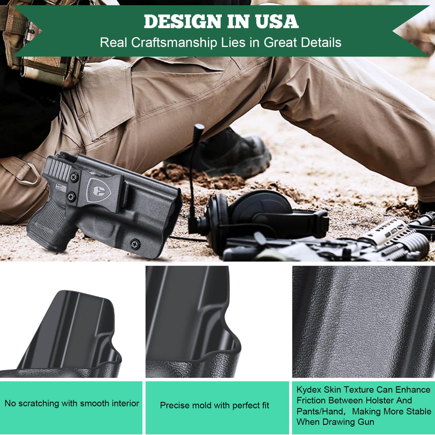 Glock 26 Gen 3-5/27/33 Gen 3-4 Kydex IWB Holster Right/ Left Handed | WARRIORLAND WARRIORLAND
