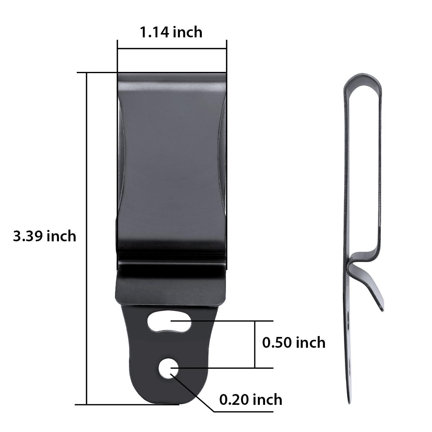 2 Pack 1.75 INCH BLACK OXIDE STEEL CLIP Belt Clip for IWB & OWB Sheath, Kydex Holster & Knife Sheath Belt Clip, Belt Clip for Holster, with Metal Washers/Screws/Slotted Binding Posts/Washers WARRIORLAND