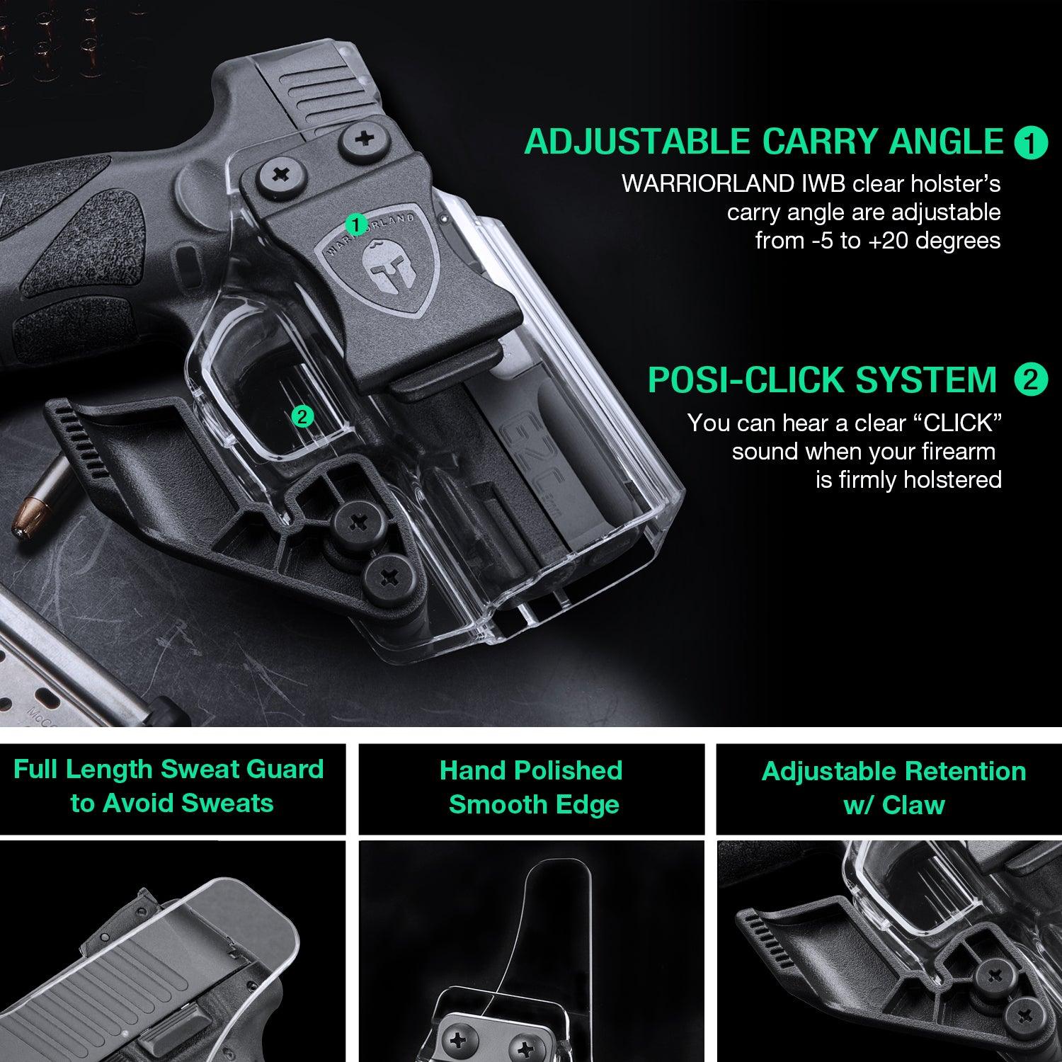 Clear Holster Fit Taurus G2C Taurus G2S Taurus G3C Taurus G3C TORO Taurus G3 Taurus PT111 Millennium G2 Taurus PT140 Millennium G2 Taurus TX 22 COMPACT Pistol Inside Waistband Concealed Carry Holster with Claw Red Dot Optics Sight | WARRIORLAND WARRIORLAND
