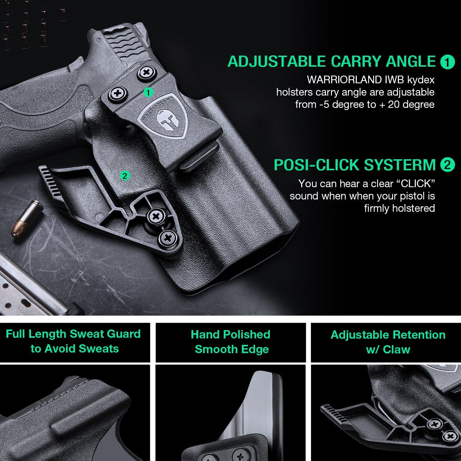 Smith & Wesson M&P Shield 9mm 380 EZ Kydex IWB Holster with Claw for Fat Guys | WARRIORLAND WARRIORLAND