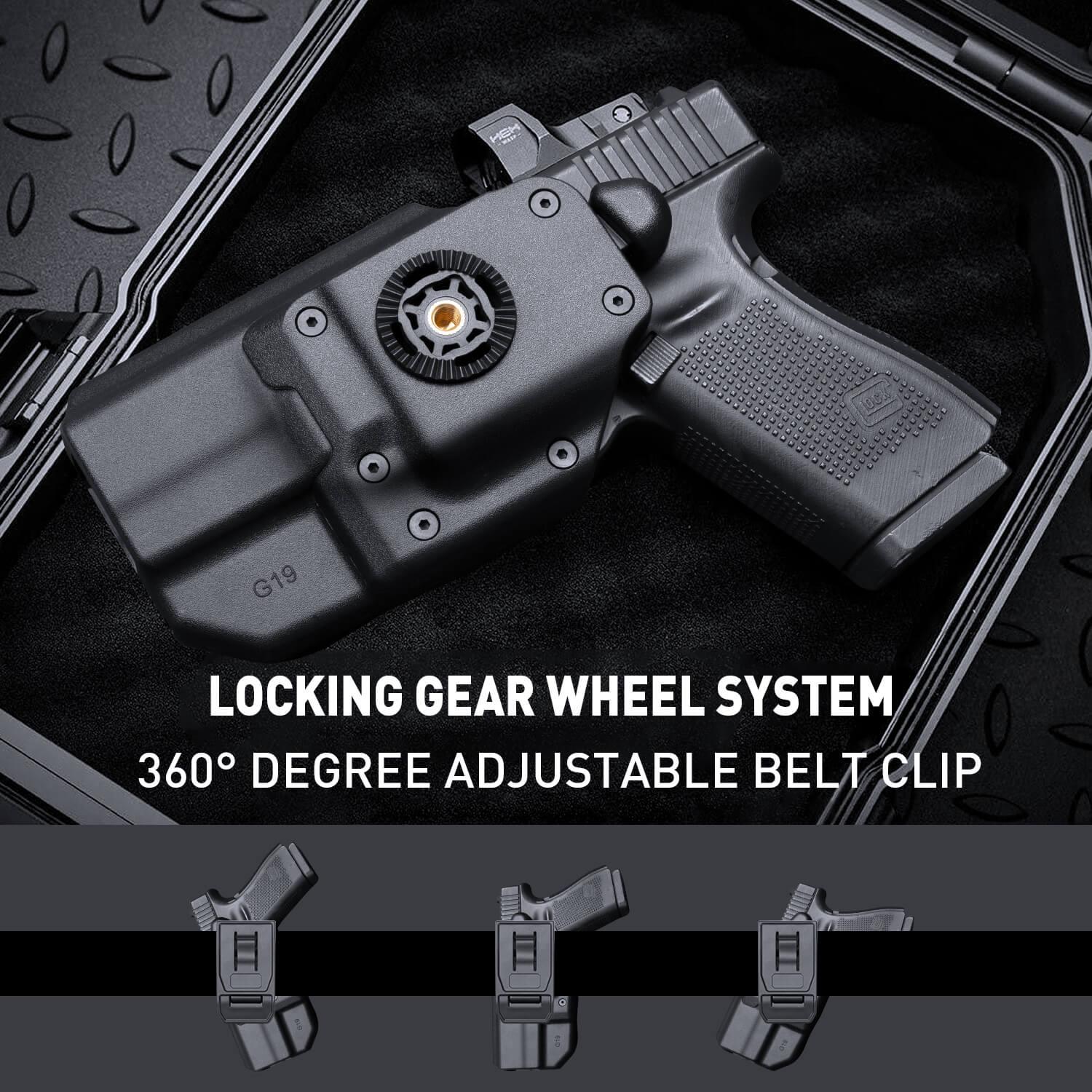 Level II Retention Thumb Release OWB Holster Glock 19/23/32/44 (Gen3-5), G19X/45 Polymer Holster with Red Dot Optics Cut WARRIORLAND