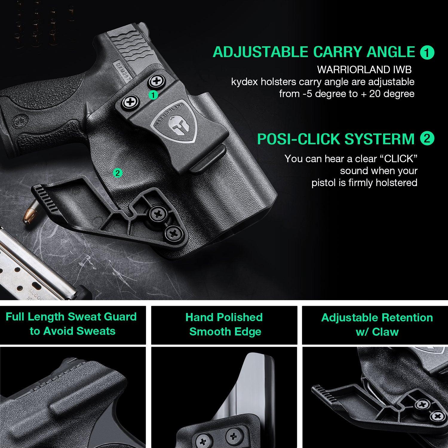 Smith & Wesson Kydex IWB Holster with Claw M&P Shield/ Plus/ M2.0 9mm/.40 Pistol for Fat Guys | WARRIORLAND WARRIORLAND