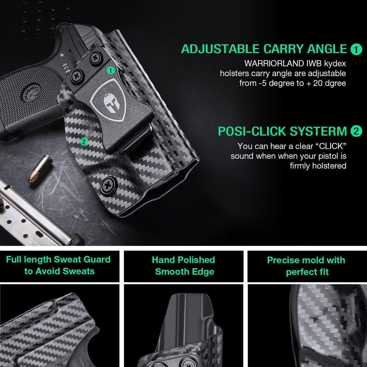 Ruger LCP 380 Holster IWB Carbon Fiber Kydex | WARRIORLAND WARRIORLAND