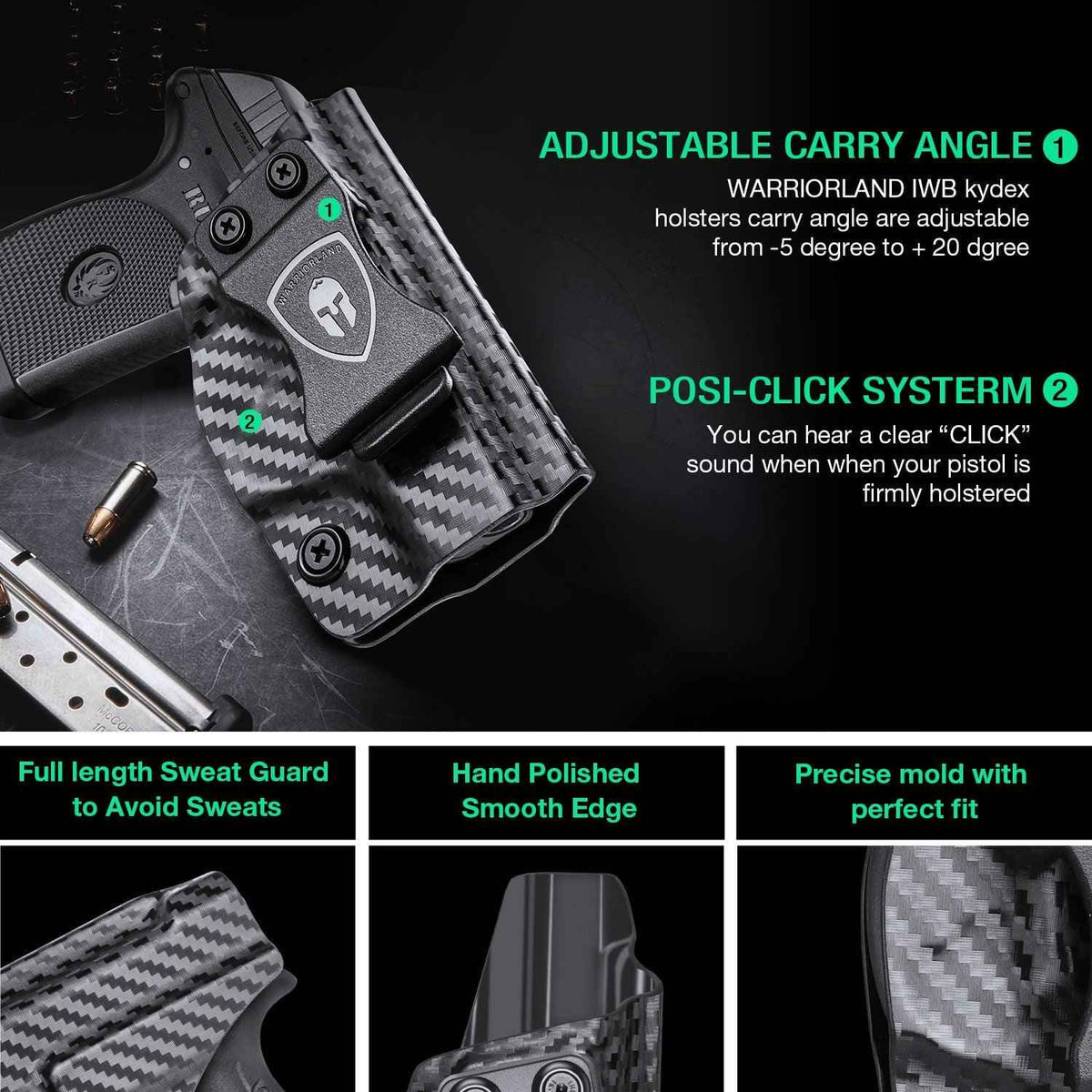 Ruger LCP 380 Holster IWB Carbon Fiber Kydex | WARRIORLAND