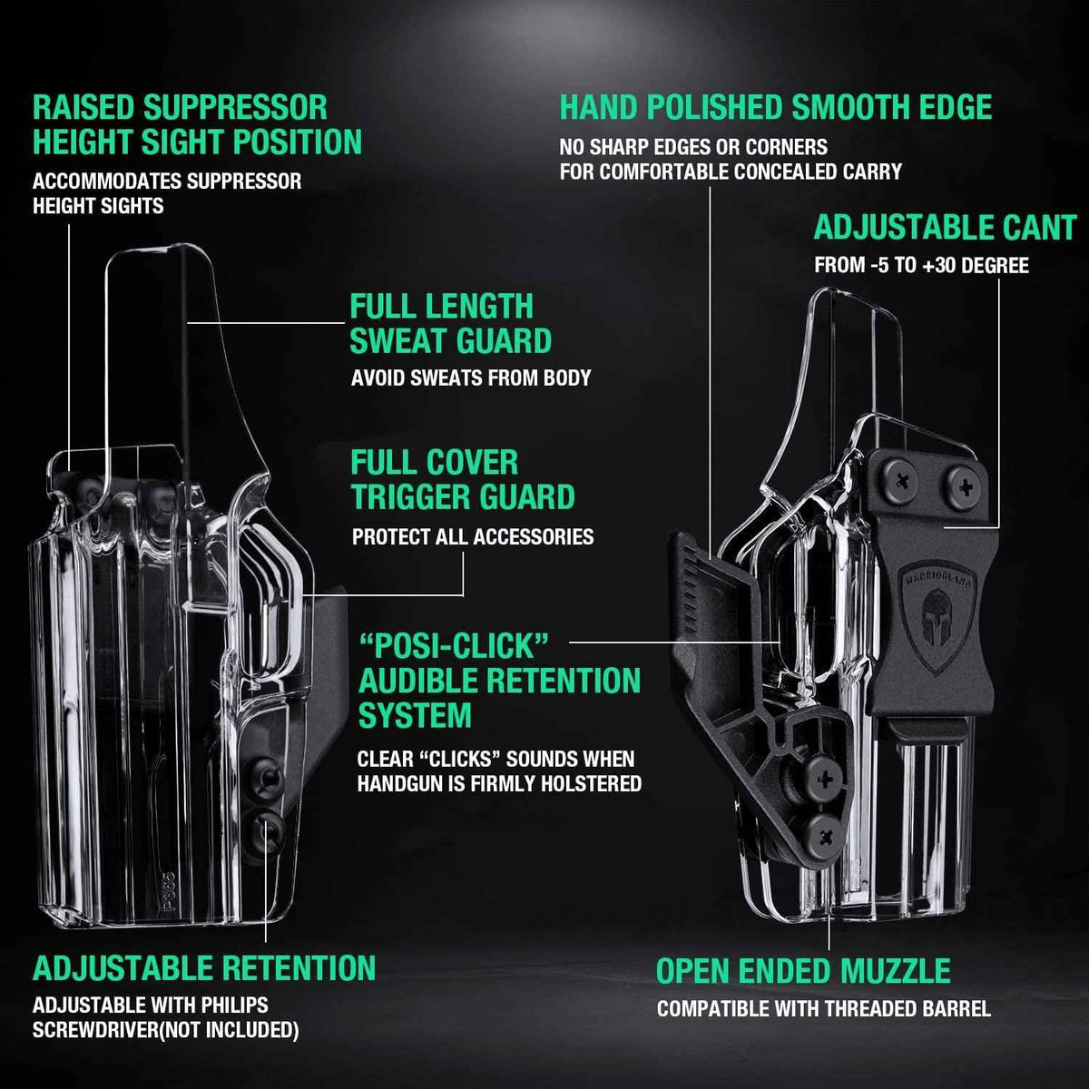 Clear Holster for P365XL/P365/P365 SAS/P365X with Claw Red Dot Optics Cut IWBw/Claw Conceal Carry | WARRIORLAND