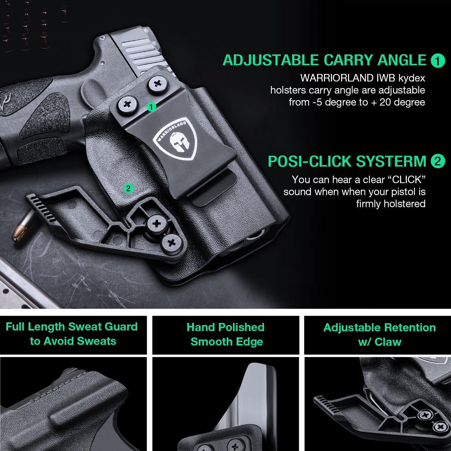 1.75 Inch Metal Clip IWB Kydex Holsters with Optics Ready & Claw for Taurus G2C Taurus G3C Taurus G3C TORO Taurus G3 Taurus PT111 Millennium G2 Taurus PT140 Millennium G2 | Right Hand WARRIORLAND