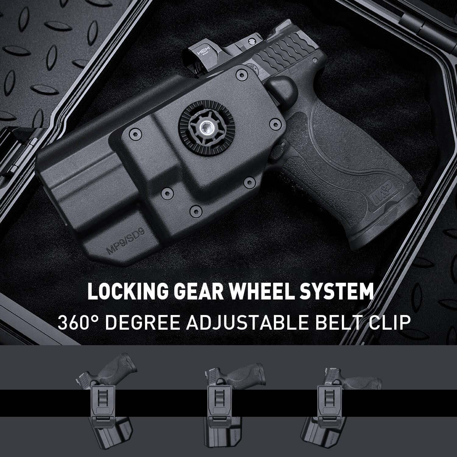 Level II Retention Thumb Release OWB Holster S&W M&P 9mm Polymer Holster Appendix Open Carry Trigger Guard with Red Dot Optics Cut | WARRIORLAND WARRIORLAND