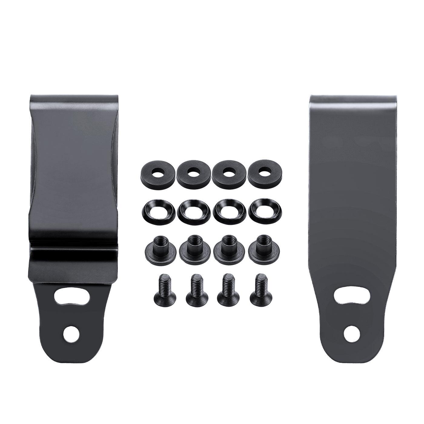 2 Pack 1.75 INCH BLACK OXIDE STEEL CLIP Belt Clip for IWB & OWB Sheath, Kydex Holster & Knife Sheath Belt Clip, Belt Clip for Holster, with Metal Washers/Screws/Slotted Binding Posts/Washers WARRIORLAND