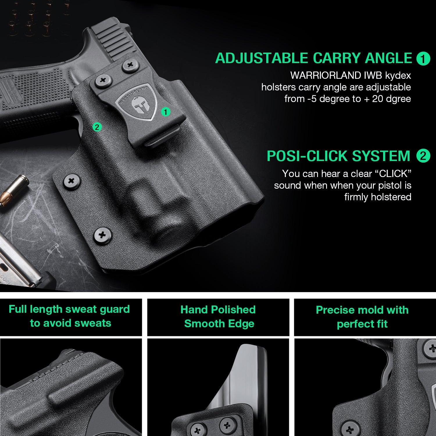 Glock 19 TLR8/TLR8A Holster IWB Kydex Holster Optic Cut Fit: Glock 17 19 19X 44 45 Gen 3-5 & Glock 23 32 Gen 3-4 TLR-8/TLR-8A, Inside Waistband Conceal Carry, Adj Retention, Right Hand | WARRIORLAND WARRIORLAND