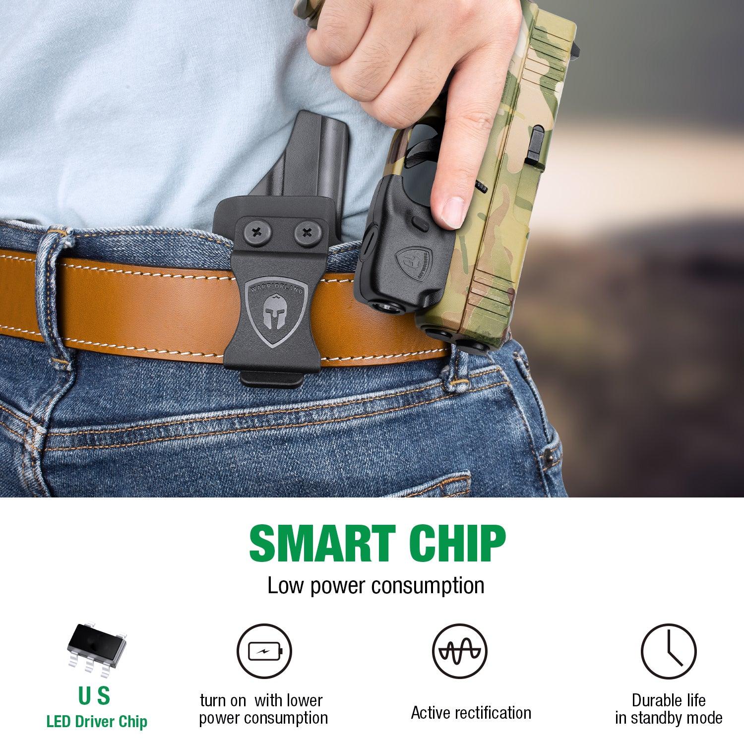 Mini Gun Light with Kydex Holster Custom Molded for Glock 43 / Glock 43X LED Tactical Pistol Handgun Flashlight | WARRIORLAND WARRIORLAND