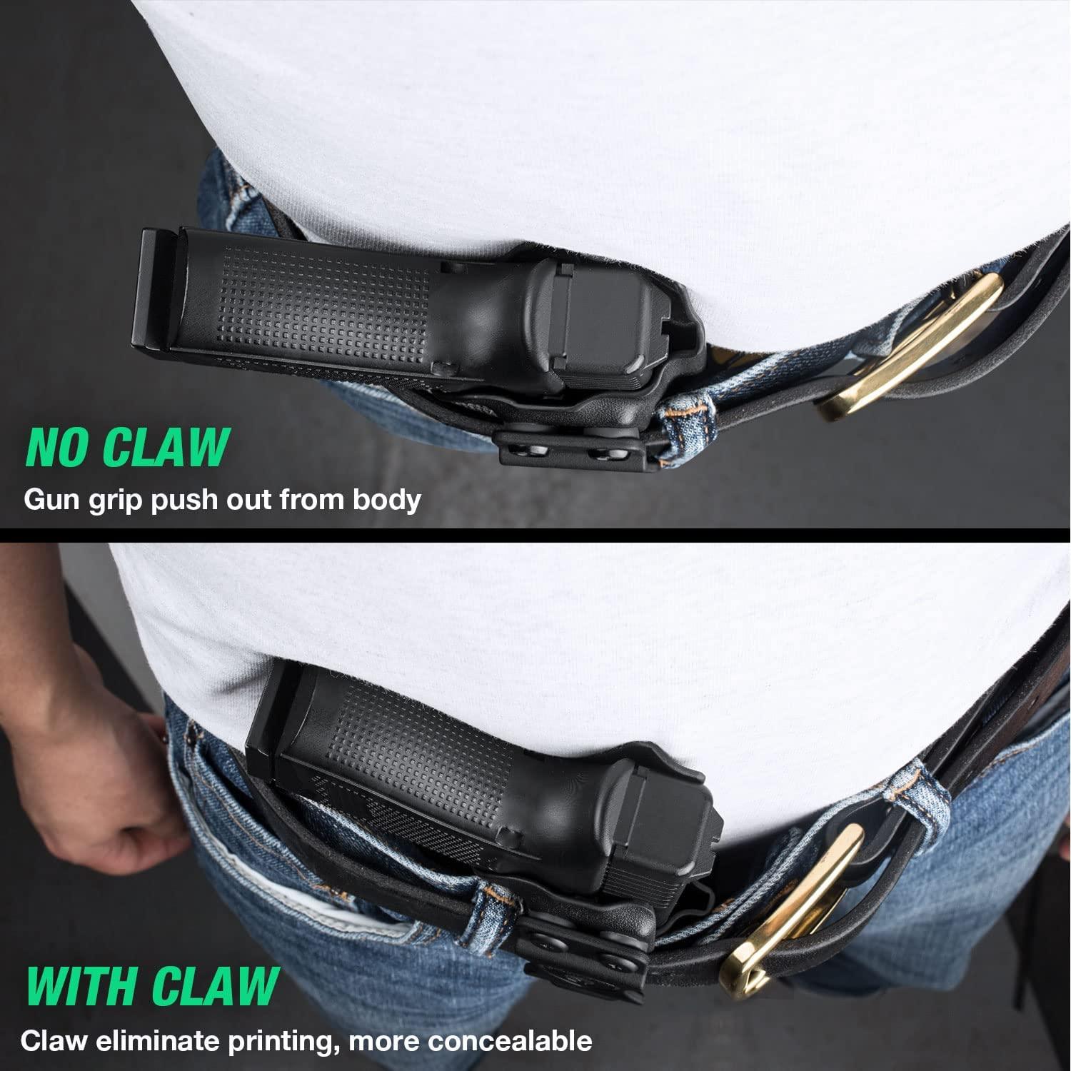 IWB Kydex Leather Lined Holsters with Optics Cut & Claw for Glock G17 Gen3-5 G19 Gen3-5 G19X G23 Gen3-4 G22 Gen3-4 G31 Gen3-4 G32 Gen3-4 G44 G45 WARRIORLAND