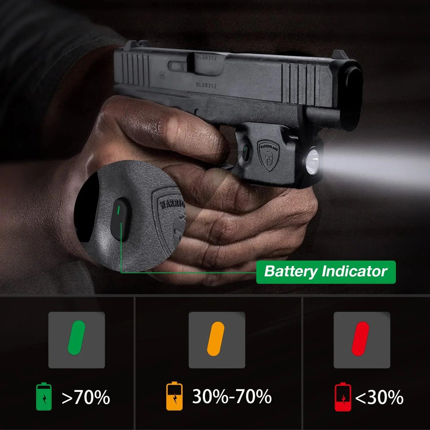 WARRIORLAND Mini Gun Light with Kydex Holster Tailored Made: G48 (Not Fit G48 MOS with Rail) Pistol, 150 Lumens G48 Handgun Light, LED Tactical Flashlight SL-1 Pistol Light WARRIORLAND