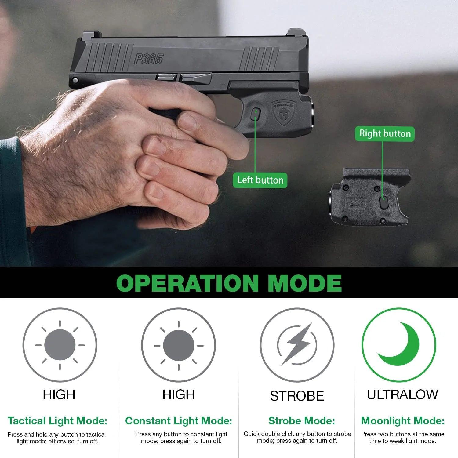 Tactical Weapon Mount Gun Light for Sig Sauer P365 / P365 X XL with Matching Kydex IWB Holster Combo WARRIORLAND