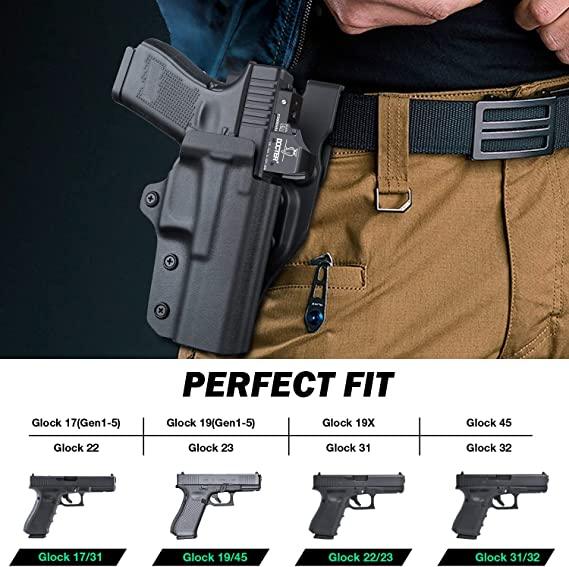 OWB Kydex Level II Retention Thumb Release Glock Holster 17 19 22 23 31 32 Gen 4 5 19X 44 45 WARRIORLAND