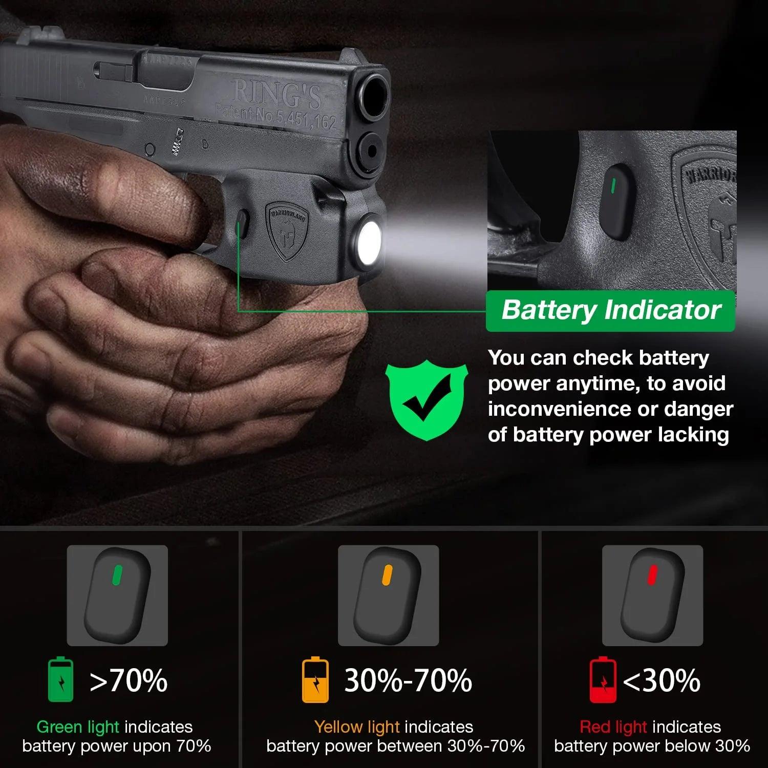 WARRIORLAND Mini Gun Light with Kydex Holster Tailored Made: G42 Pistol, 150 Lumens G42 Handgun Light, LED Tactical Flashlight SL-1 Pistol Light WARRIORLAND