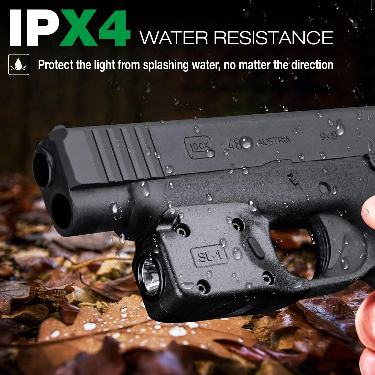 WARRIORLAND Mini Gun Light with Kydex Holster Tailored Made: G48 (Not Fit G48 MOS with Rail) Pistol, 150 Lumens G48 Handgun Light, LED Tactical Flashlight SL-1 Pistol Light WARRIORLAND