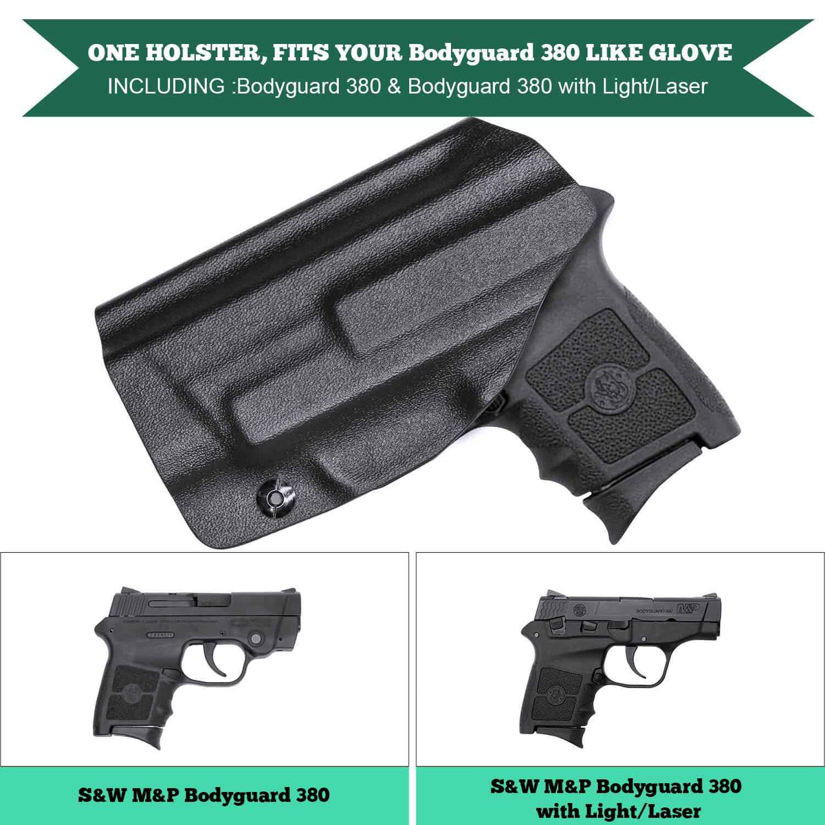 Kydex IWB Holster for Smith & Wesson S&W M&P Bodyguard 380 Integrated Laser Concealed Carry Right/ Left Handed | WARRIORLAND