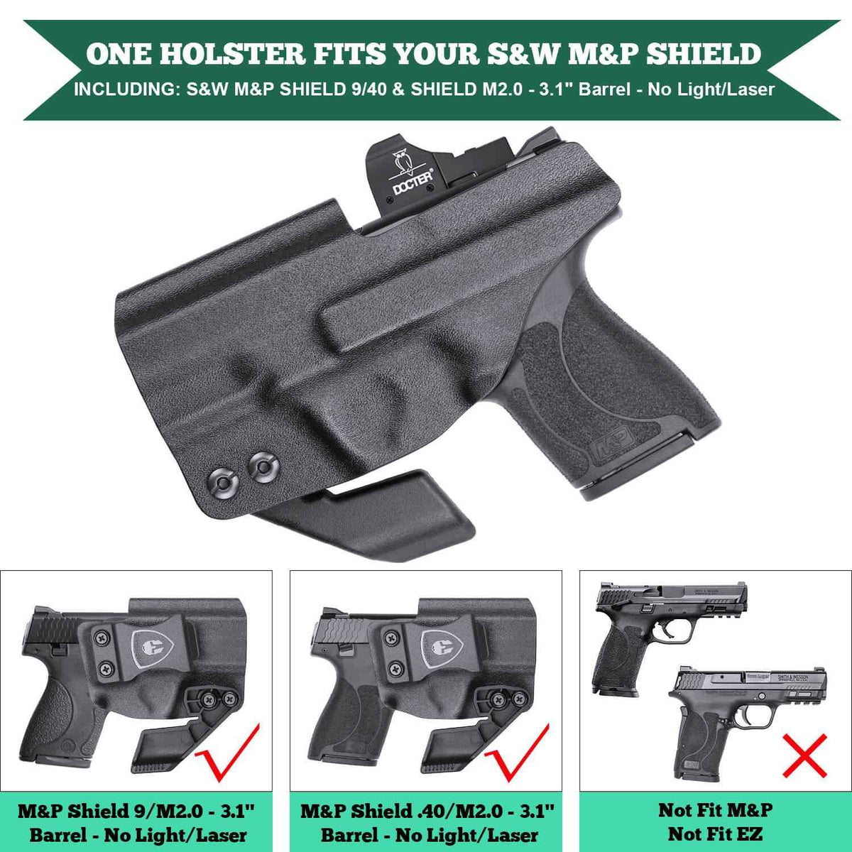 Smith & Wesson Kydex IWB Holster with Claw M&P Shield/ Plus/ M2.0 9mm/.40 Pistol for Fat Guys | WARRIORLAND WARRIORLAND