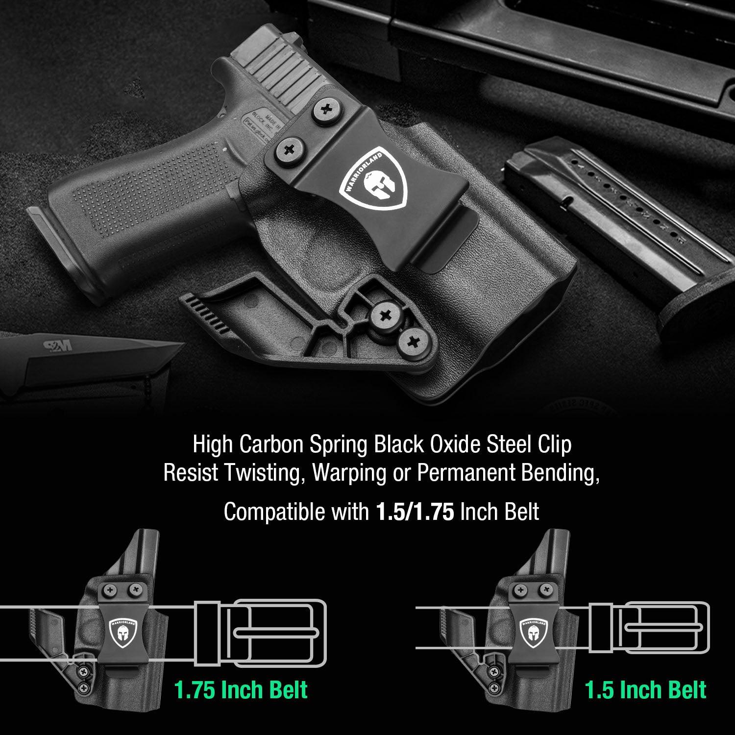 1.75 Inch Metal Clip IWB Kydex Holsters with Claw for Glock 43/43X  Red Dot Sight Optics Cut Trigger Guard Holster for big fat guys | Right Hand WARRIORLAND