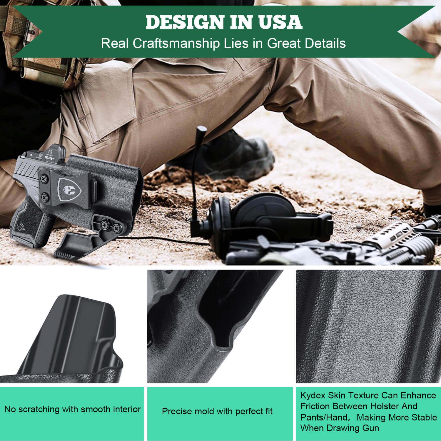 IWB Kydex Holster Fit Taurus GX4 / GX4 XL (Not Fit GX4 CARRY with Rail) with Claw Red Dot Optics Cut Trigger Guard Holsters for Fat Guys | WARRIORLAND WARRIORLAND